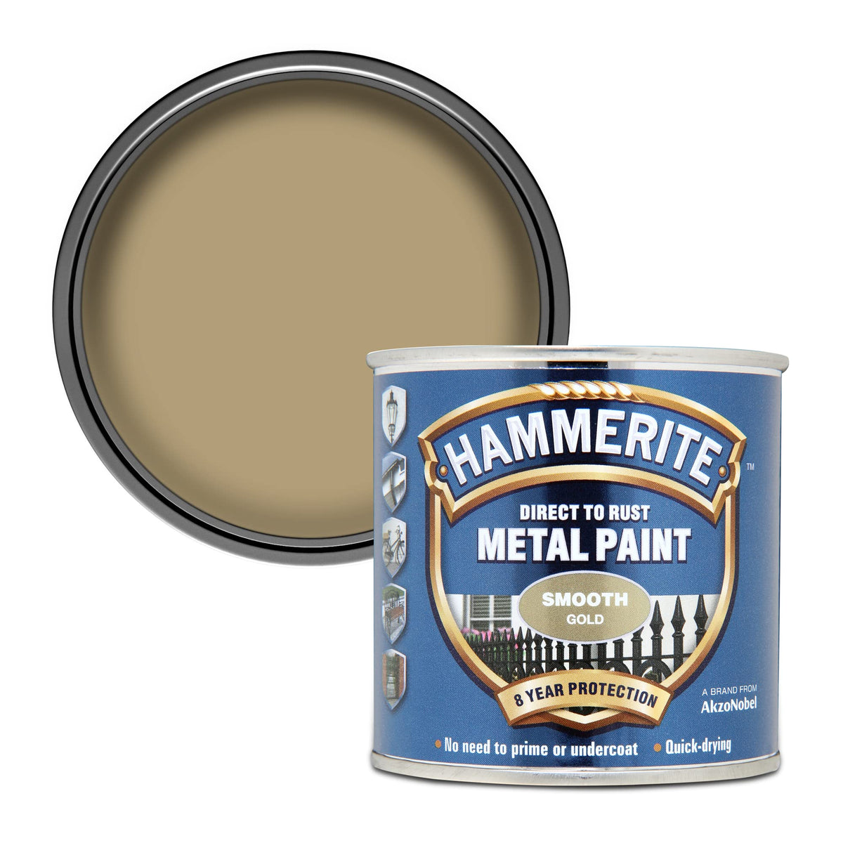 Hammerite Direct to Rust Metal Paint - Smooth Black Finish 250ML, 5084863
