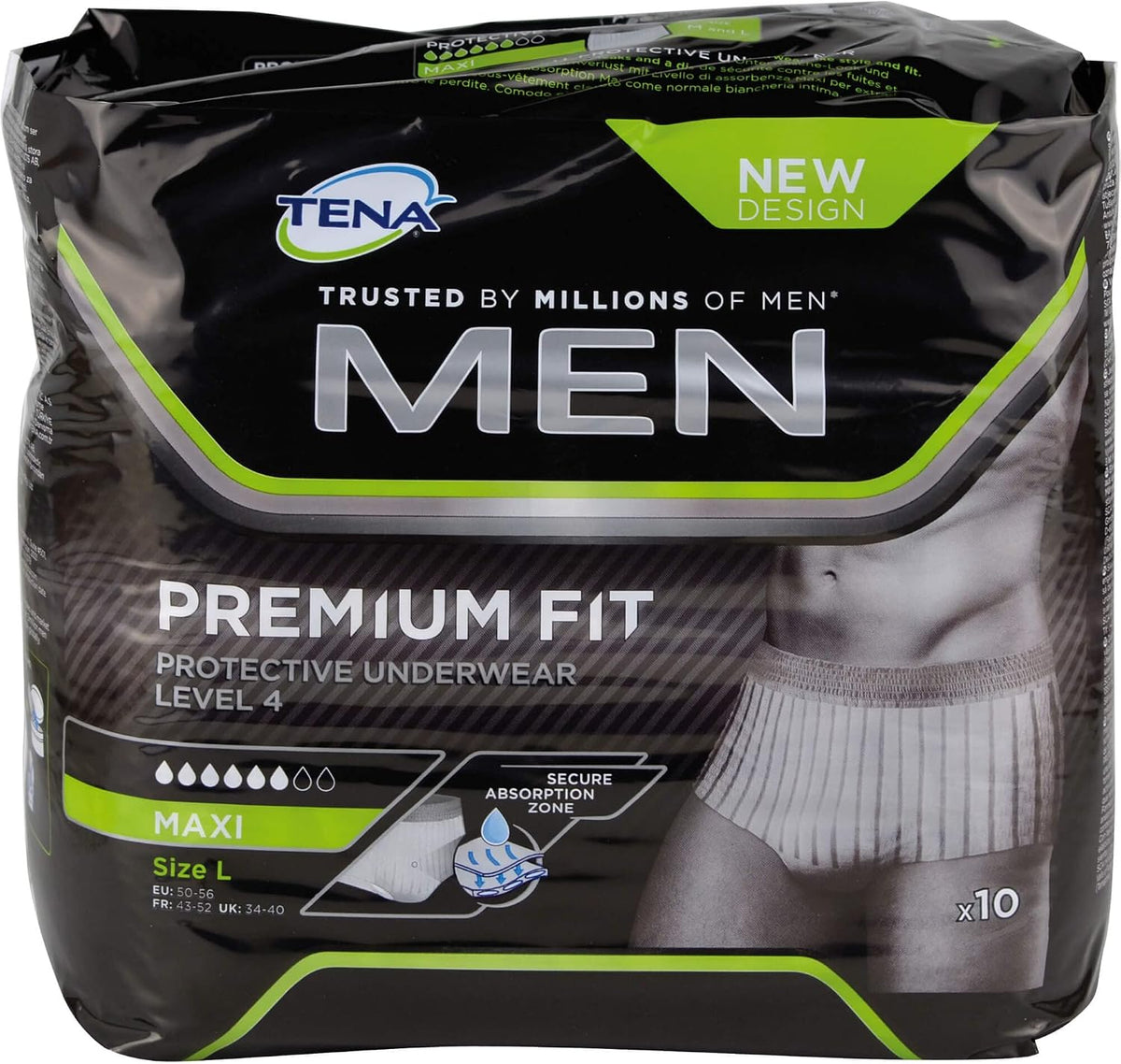 Tena - Tena Men Premium Fit Level 4 (Size L/XL) Protective Underwear - 10 Pieces