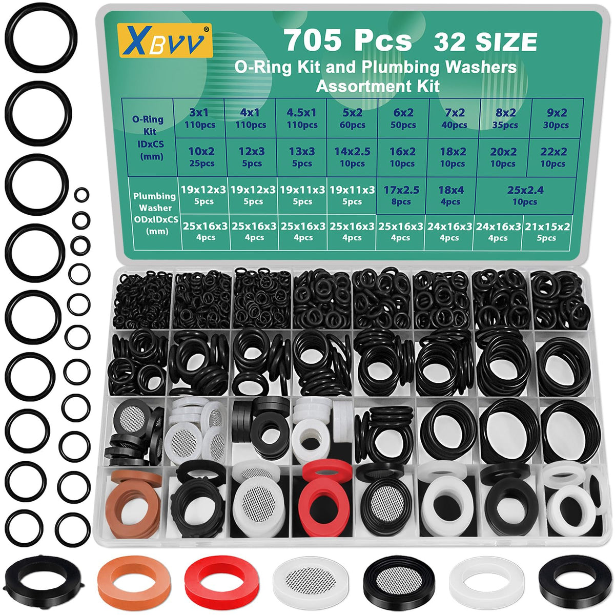 XBVV 20 Sizes O Rings O Rings Rubber Assorted Seal Kit