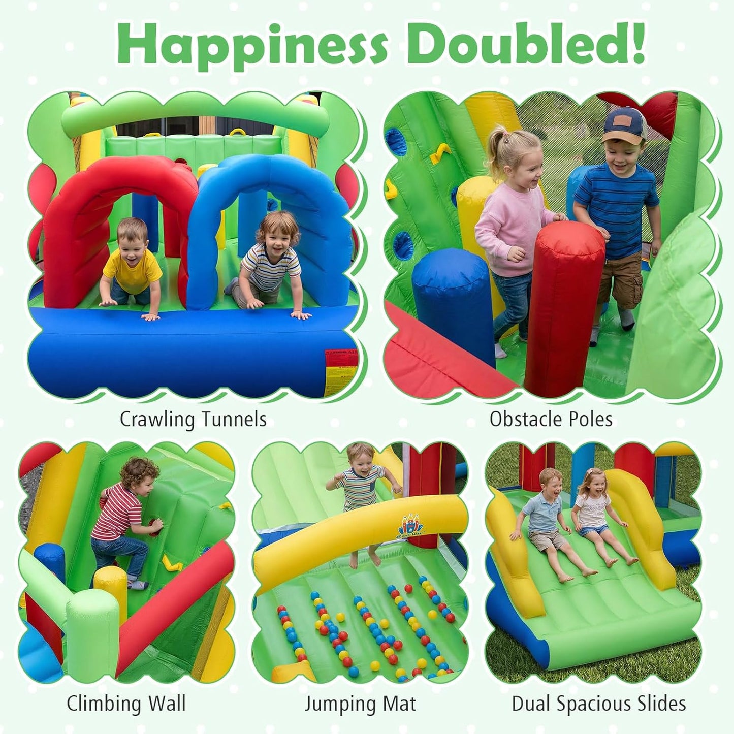 COSTWAY Giant 2-Part Inflatable Bounce House with Obstacle Course, Dual Slides & Tunnels — 940cm | Ages 3-12