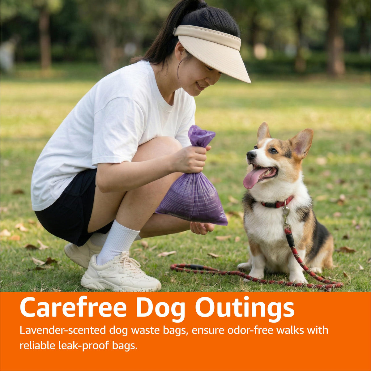 Amazon Basics Dog Poop/Waste Bags without Dispenser, Lavender, 300 Bags (20 Packs of 15 Bags)