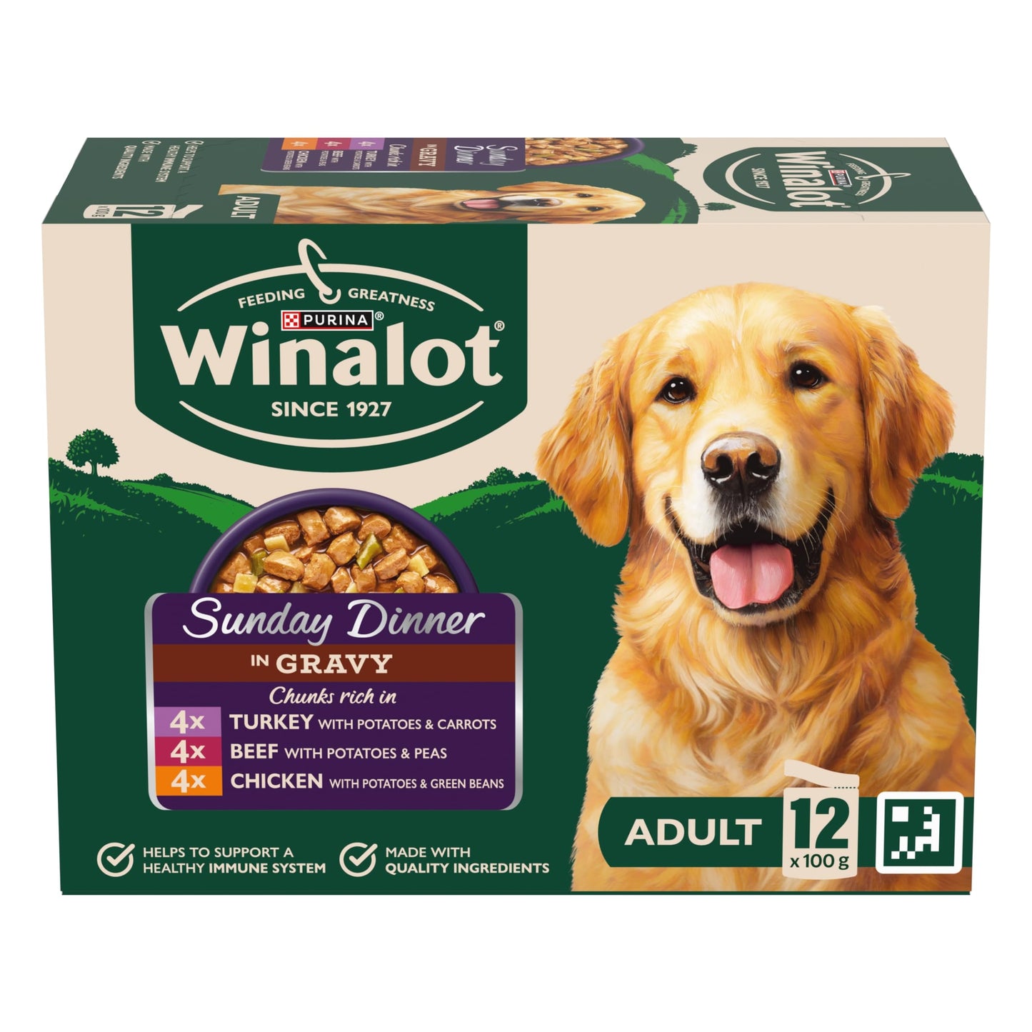 WINALOT Sunday Dinner Mixed in Gravy Wet Dog Food Pouches 40x100g
