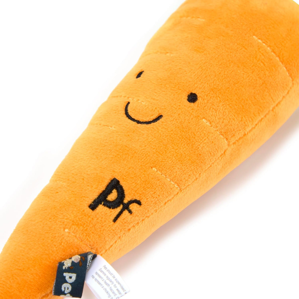 Petface Foodie Faces Fluffy Carrot Dog Toy
