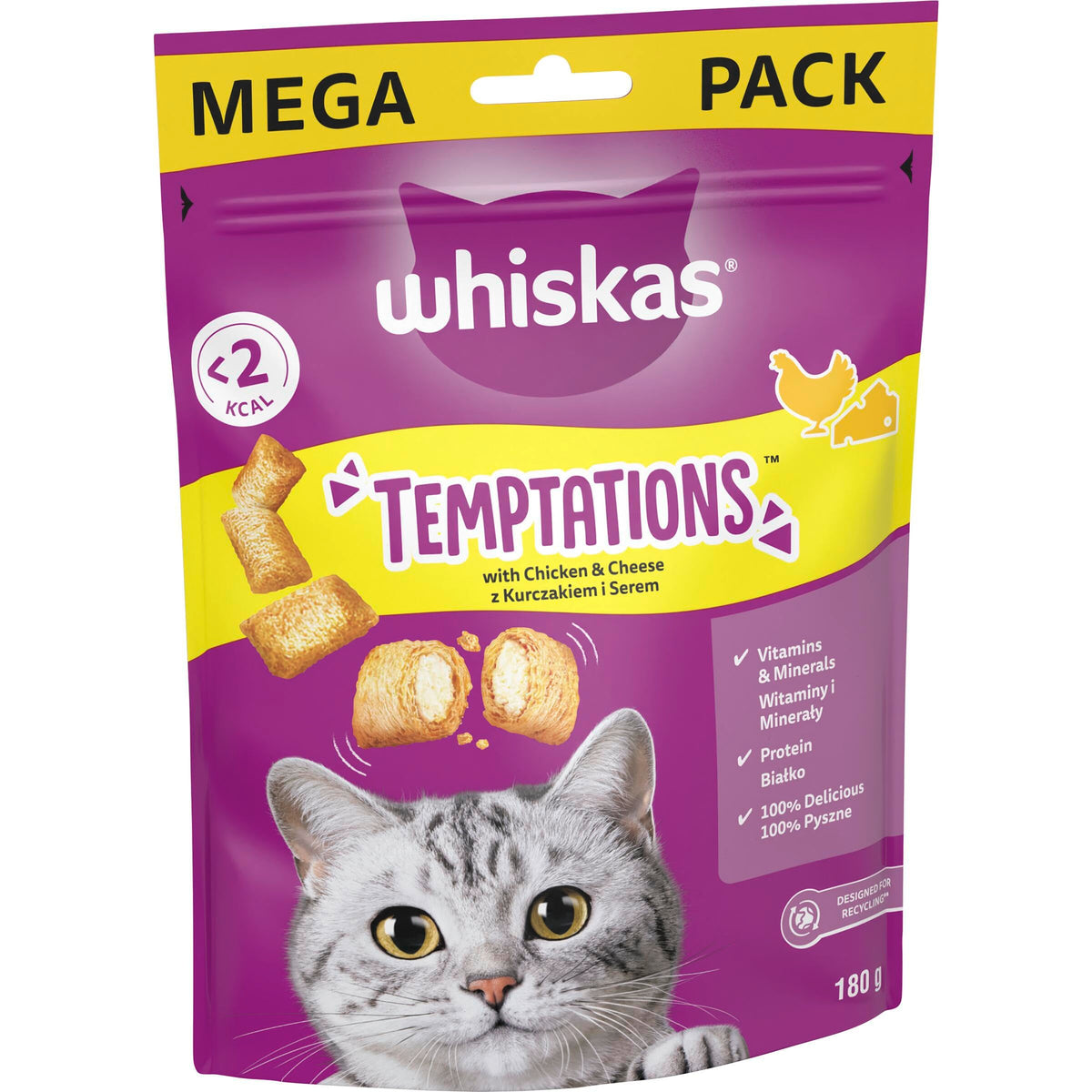 WHISKAS Crunch 100g (Pack of 6) - Tasty Topping Adult Cat Treat Biscuits