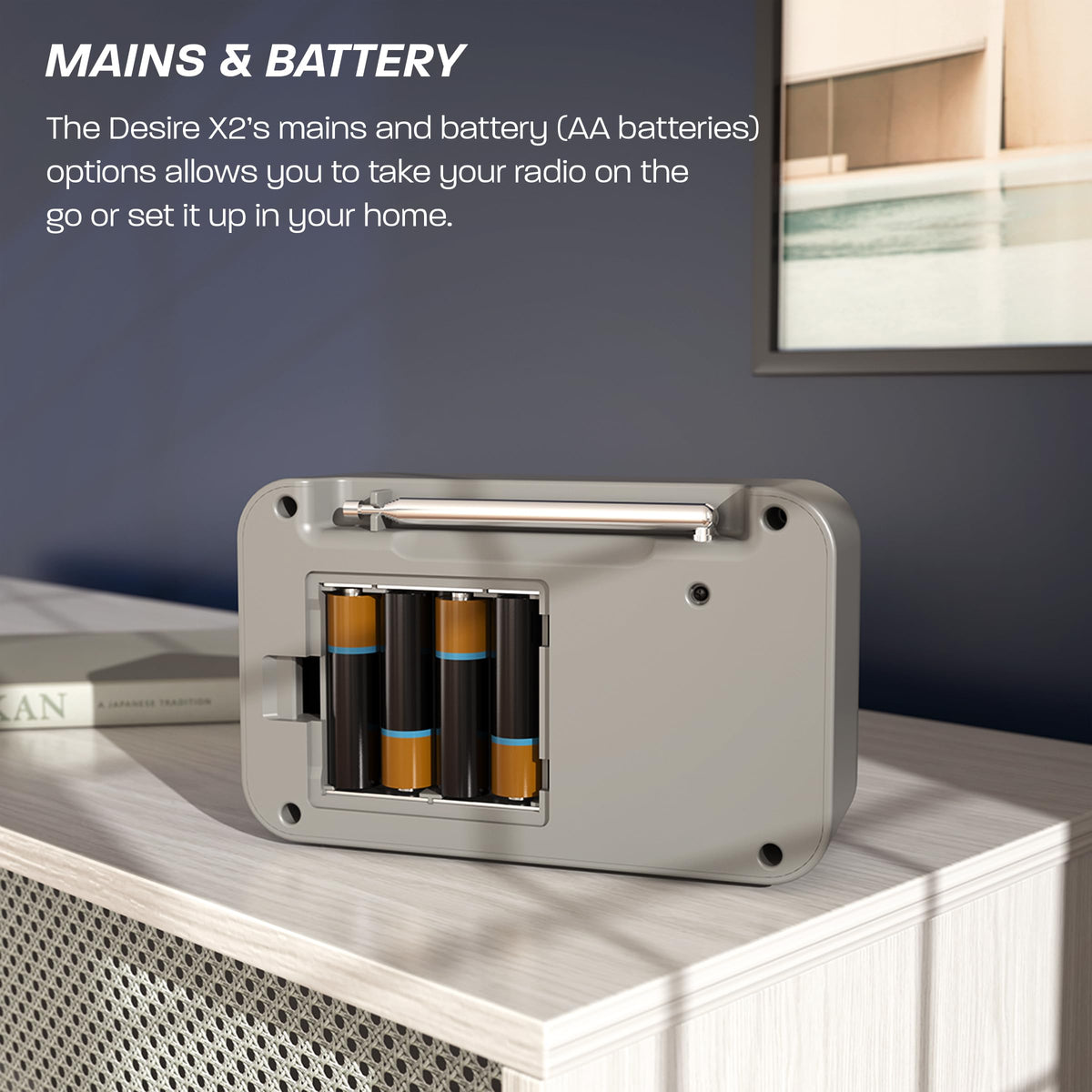 DAB/DAB+ & FM Portable Digital Radio | Simple Controls | Dual Alarms & Sleep Timer | Battery & Mains Powered (4x”AA”) | Bluetooth | Perfect for Home, Office or Outdoors | AZATOM Desire X2 (Black)