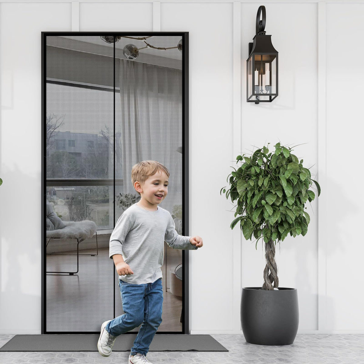 YRH Magnetic Fly Screen Door (90x210cm, Black)