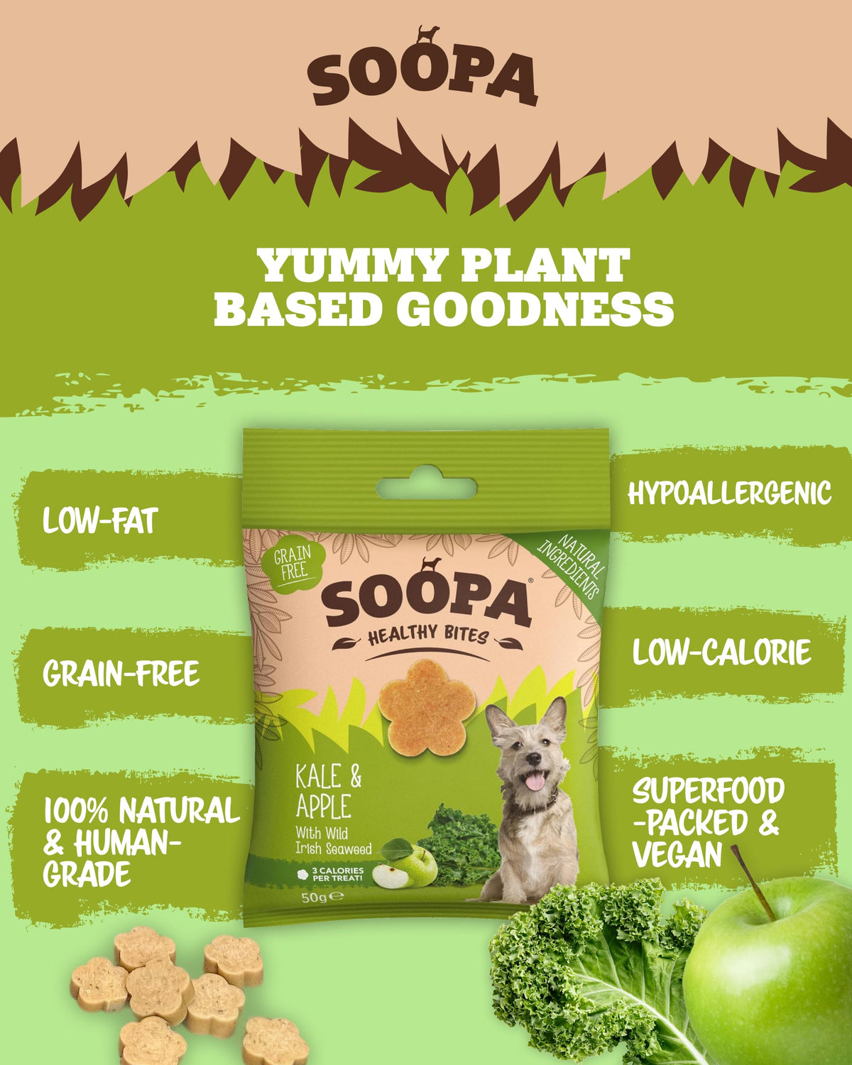 Soopa Strawberry Dog-Quiri Healthy Bites, Dog Training Treats, 50 g, 1-Pack