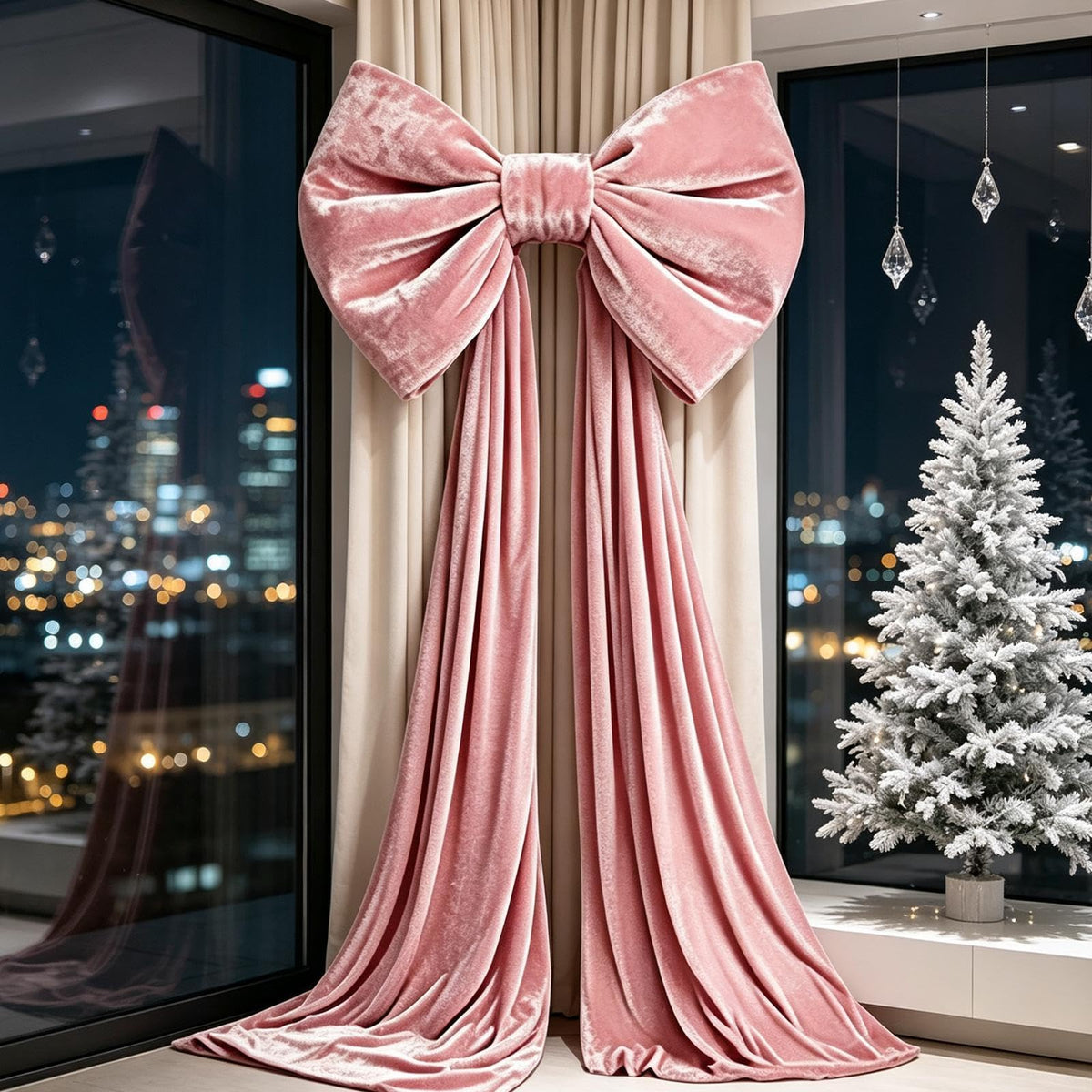 Large Christmas Tree Topper Bow, 200CM Giant Velvet Christmas Tree Bows