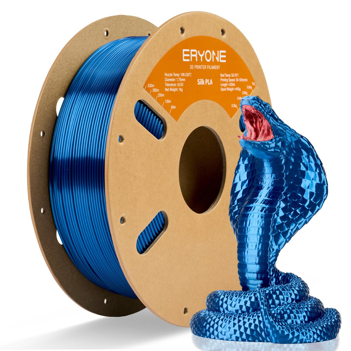ERYONE Silk PLA Filament 1.75mm,3D Printer Filament PLA,Shiny Glossy PLA Filament,+/-0.03mm,1kg(2.2lbs)/Spool,Silk Liquid Gold