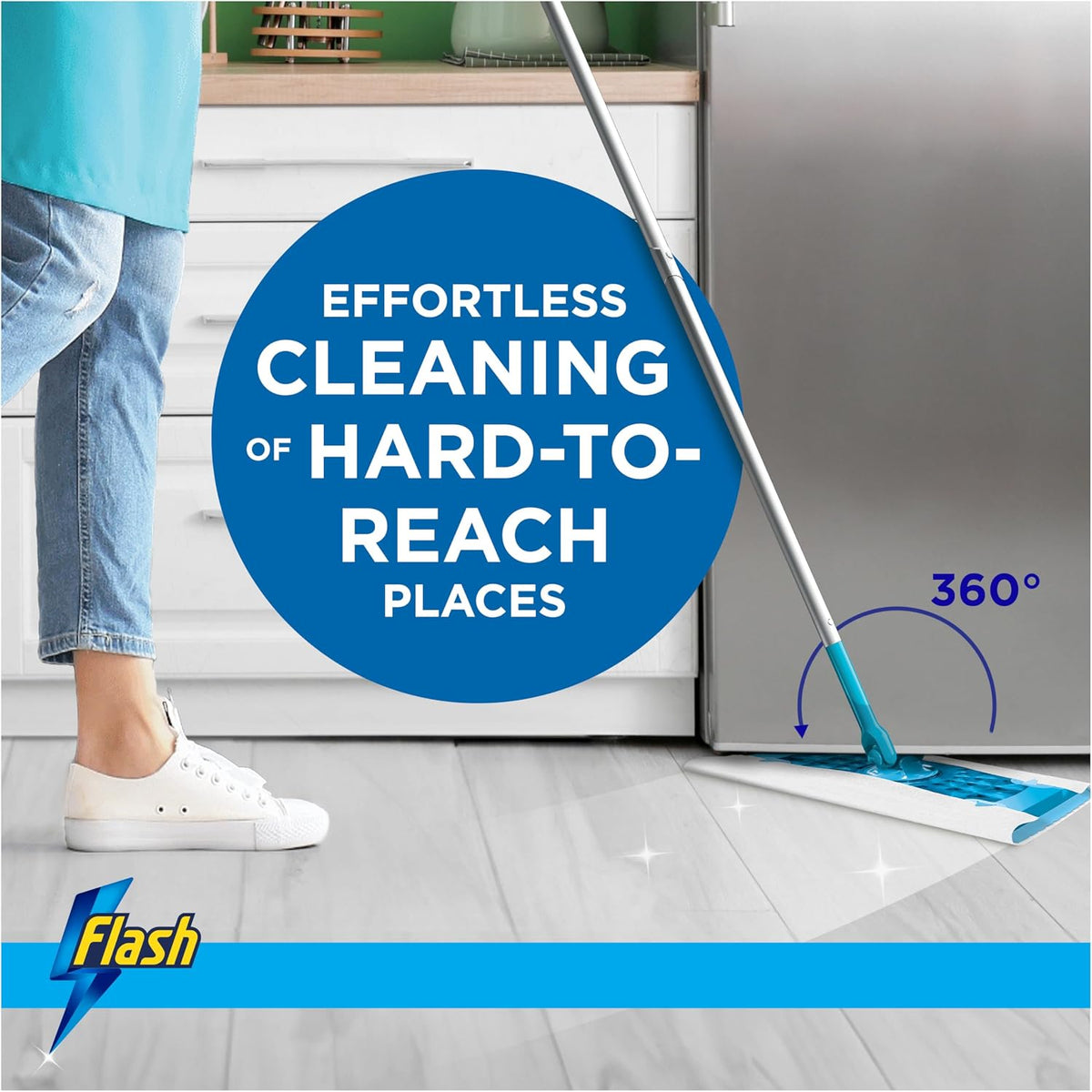 Flash Speedmop Wet Mop Floor Cleaner Starter Kit 1 Mop, 6 Wet Lemon Refills