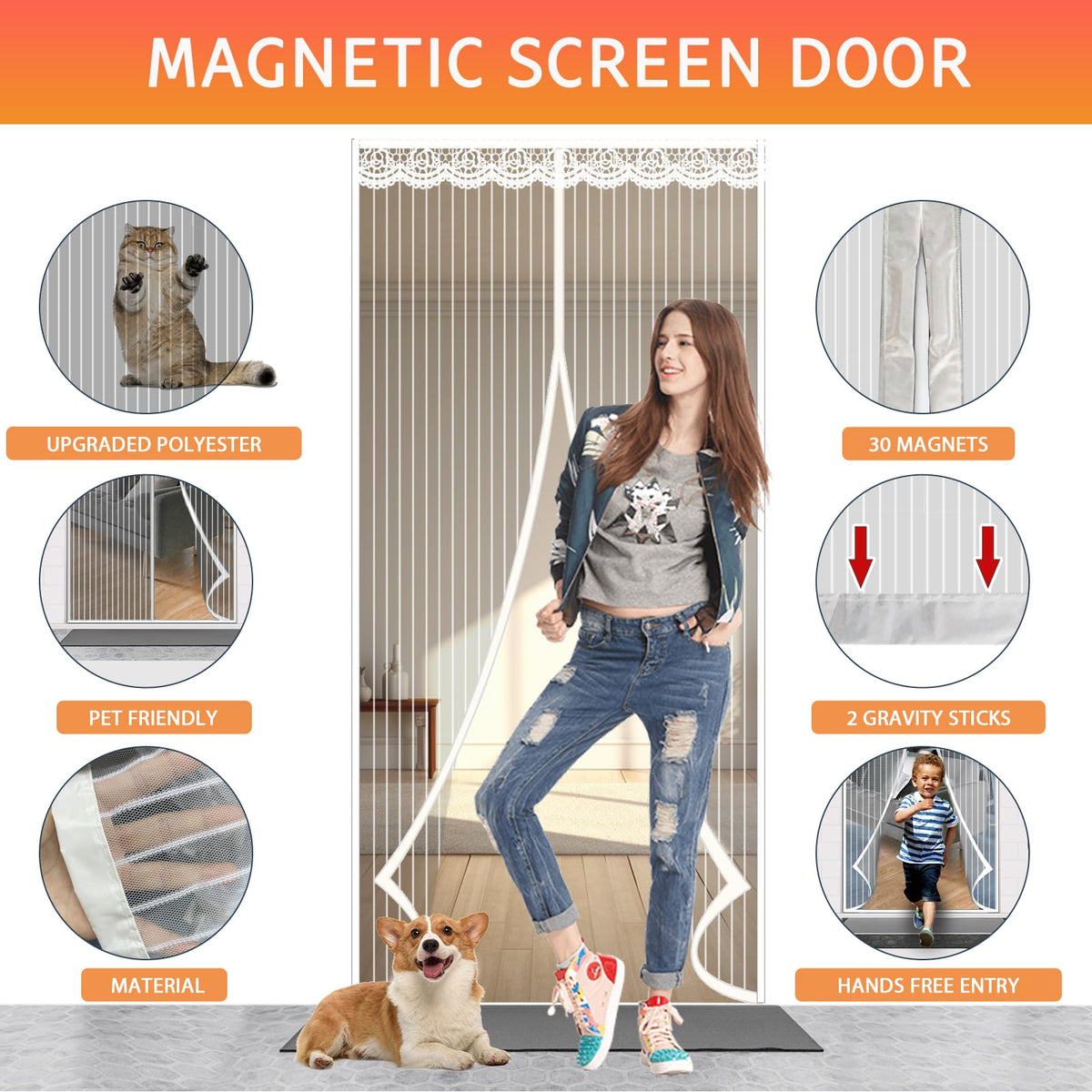 YRH Magnetic Fly Screen Door (90x210cm, Black)