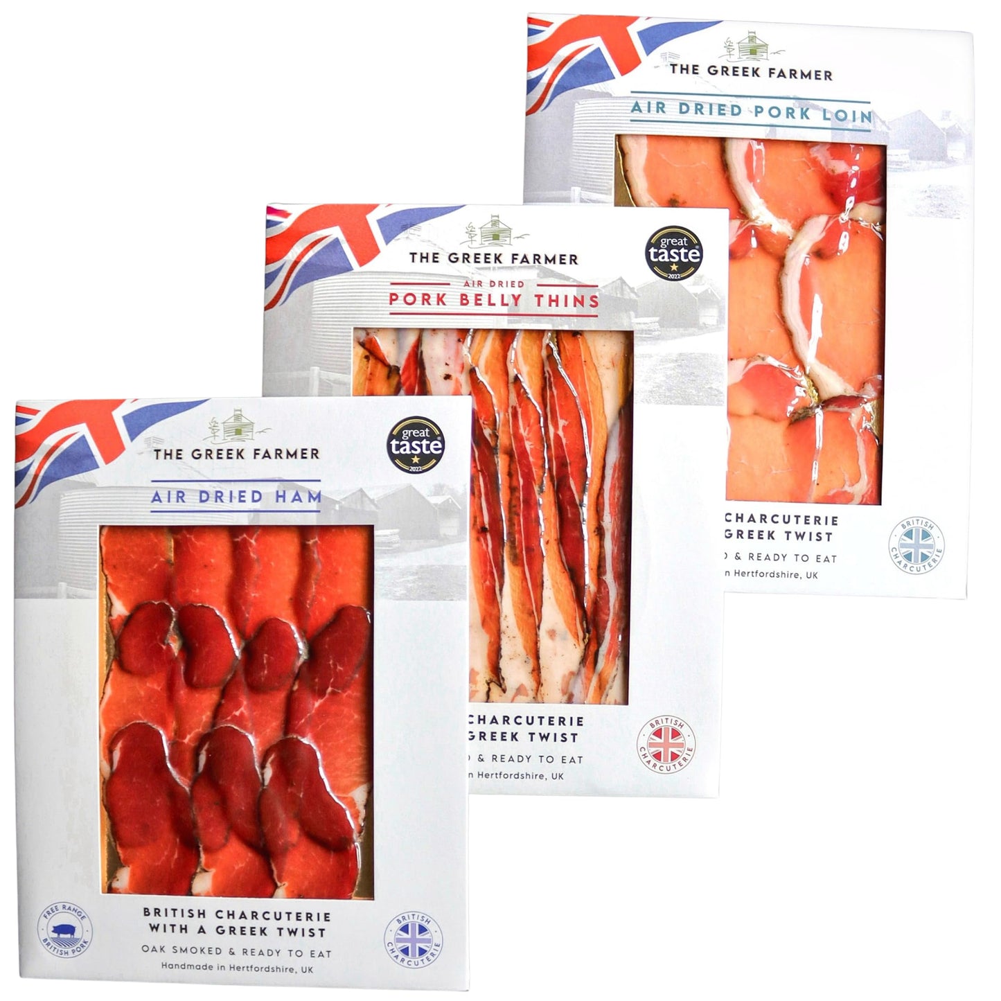The Greek Farmer Signature 8 Piece Charcuterie Collection | Cured Meats & Cold Cuts | Artisan Charcuterie Gift | British Free-Range Pork | 5-Star Great Taste Award | Ideal Foodie Gift & Savoury Hamper