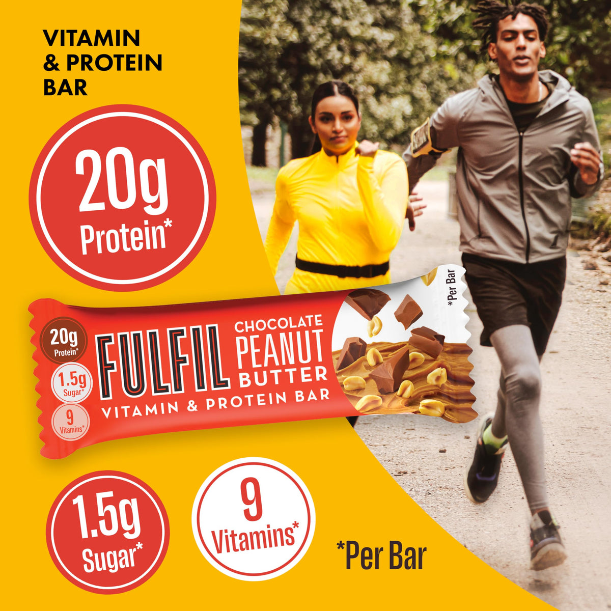 FULFIL Vitamin and Protein Bars, Chocolate Salted Caramel Flavour, 15 x 55g