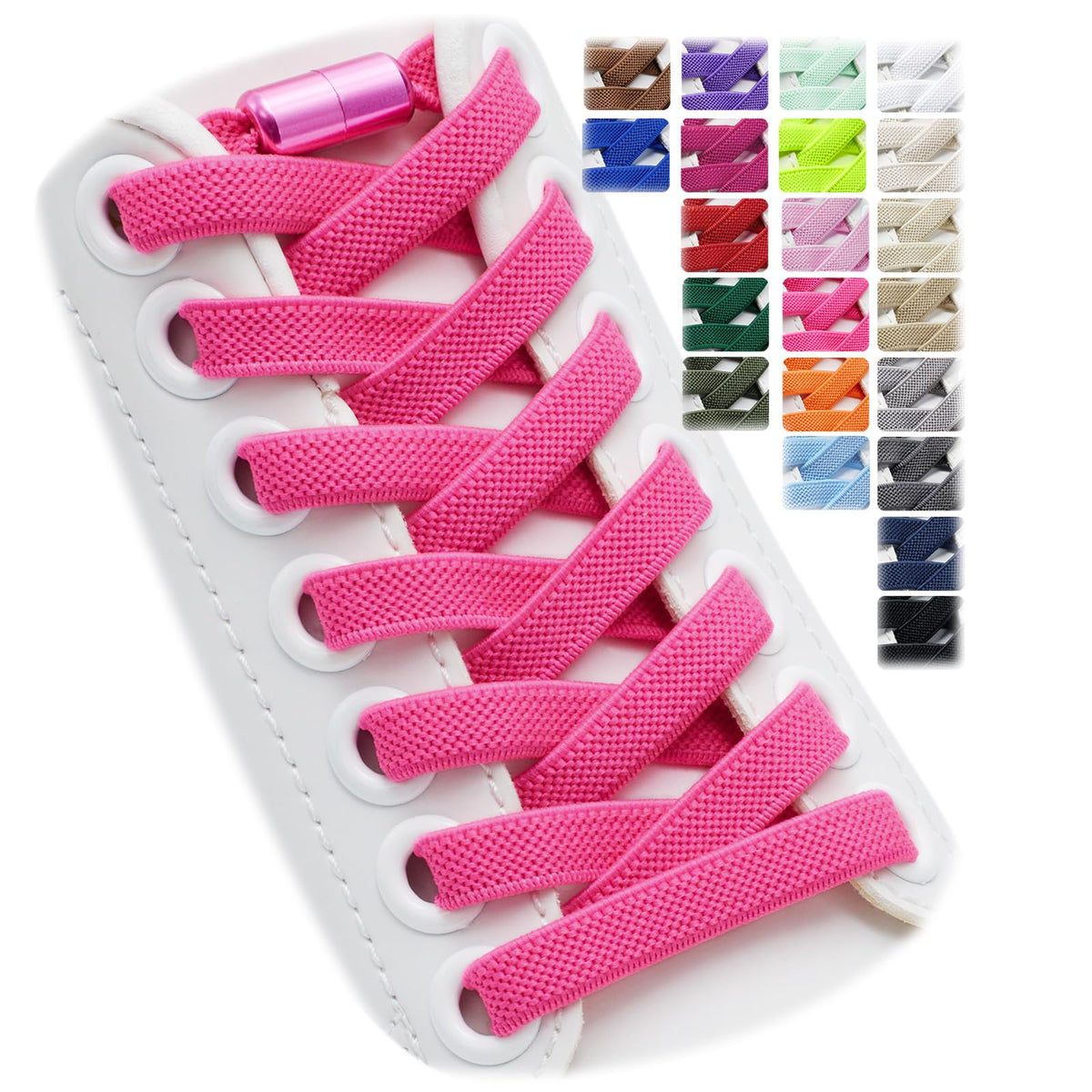 2 Pairs Elastic Shoe Laces for Trainers, 8mm Shoelace