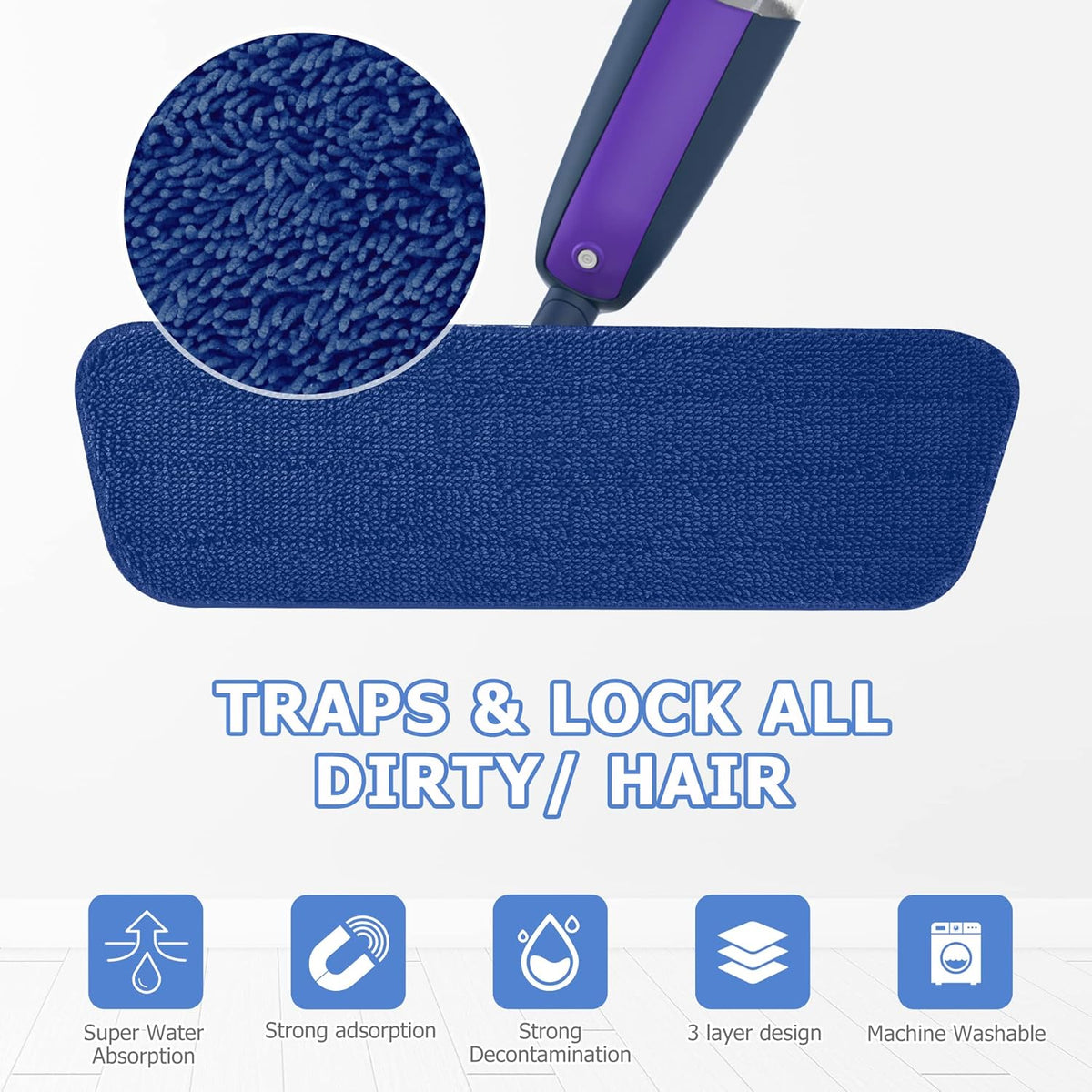 Microfibre Floor Mop with 4 Washable Pads: Spray Mops for Cleaning Floors