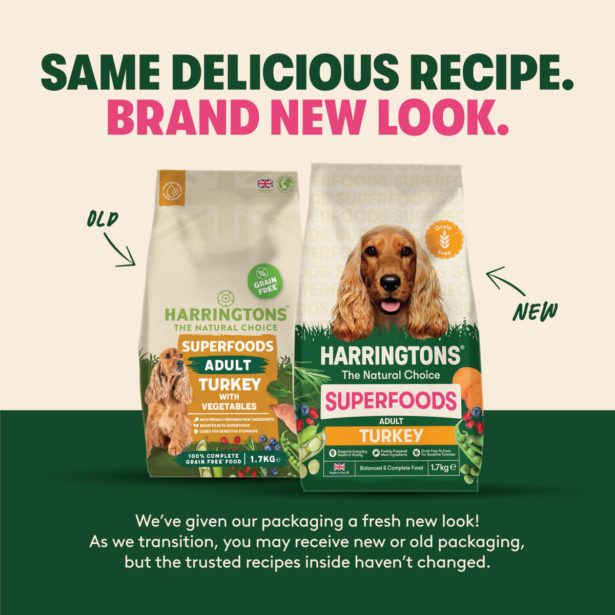 Harringtons Superfoods Complete Grain Free Dry Adult Dog Food Salmon with Veg 12kg - Made with All Natural Ingredients (Packaging may vary)
