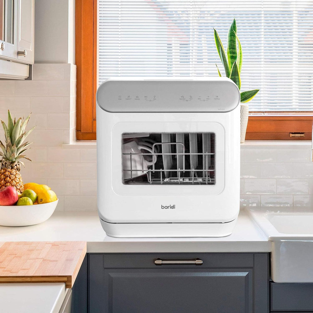 Baridi Table Top Dishwasher, 6L Portable Mini Dishwasher, 3 Place Settings, 7 Wash Functions - DH72