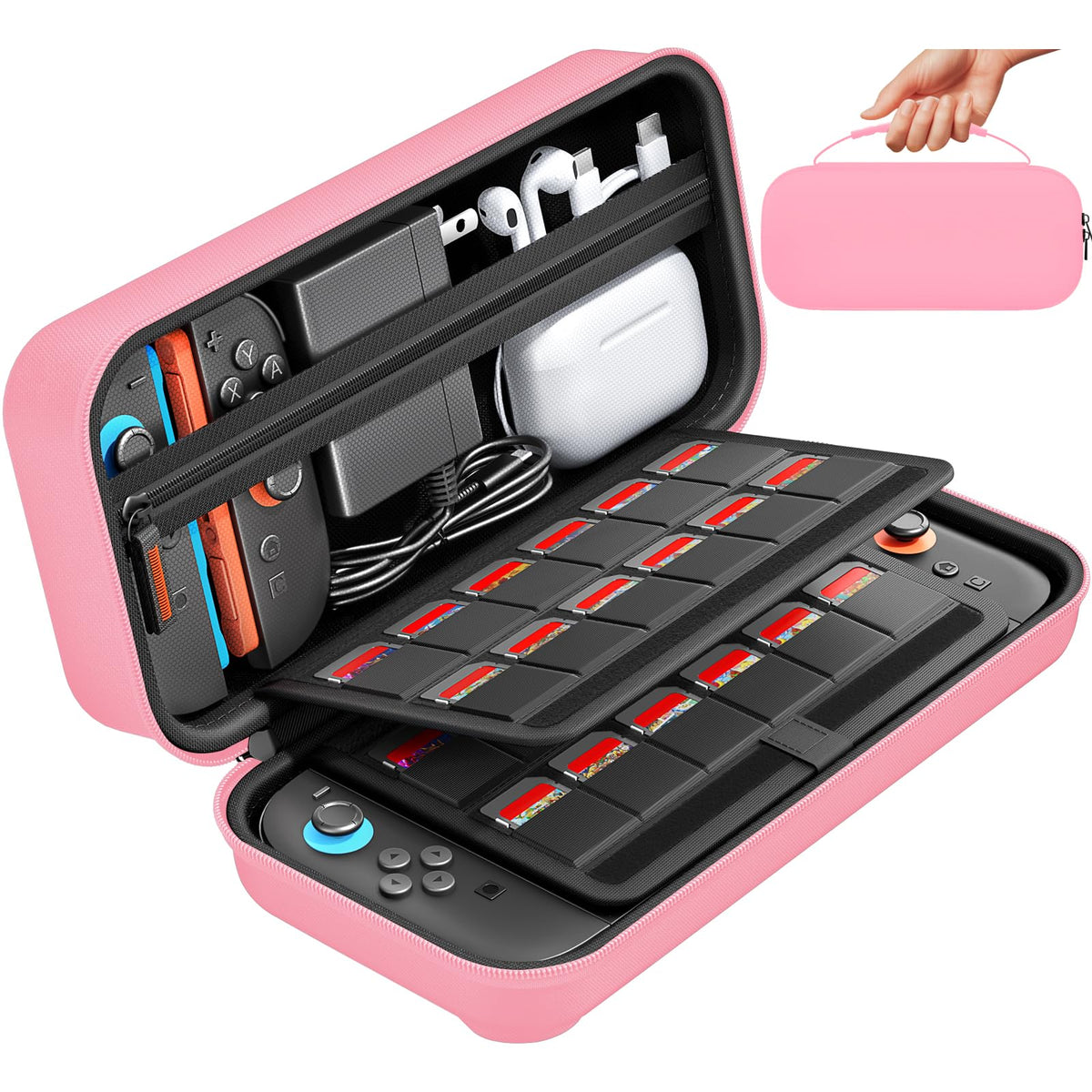daydayup Switch 2 Carry Case Compatible with Nintendo Switch 2, with 24 Games Cartridges Protective Hard Shell Travel Carrying Case Pouch for Switch 2 Console & Accessories,Black