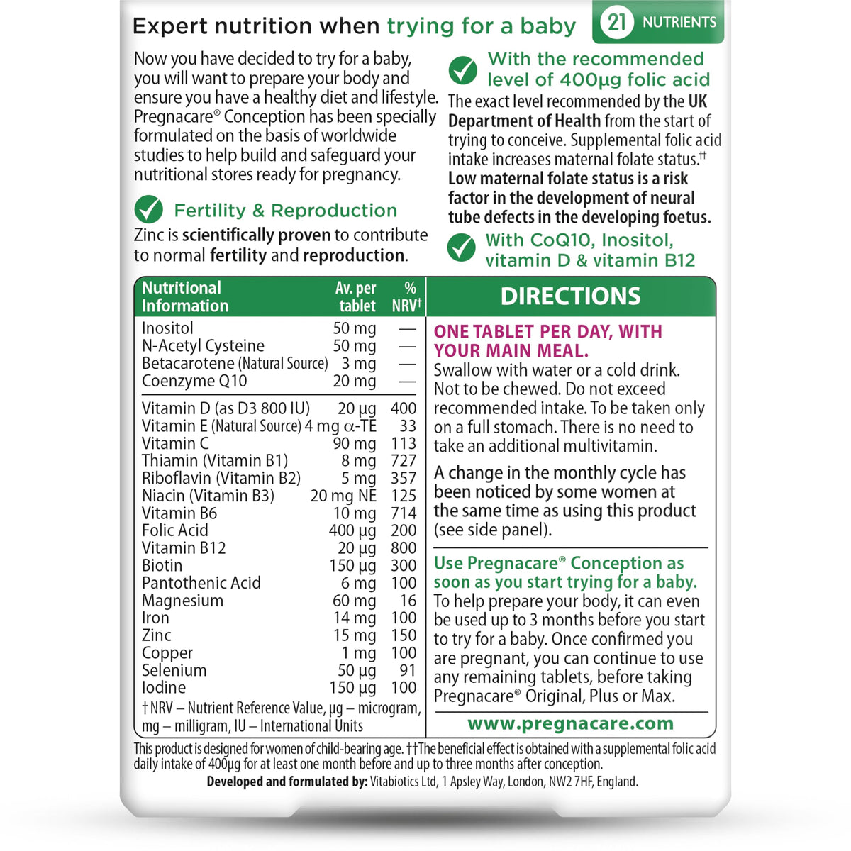 Pregnacare Max Fertility and Conception Support for Women - Maximum Support for Women Fertility, Conception and Ovulation
