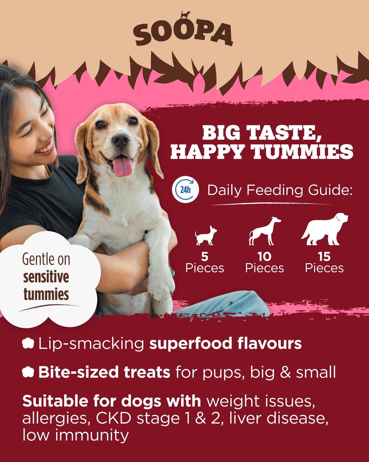 Soopa Strawberry Dog-Quiri Healthy Bites, Dog Training Treats, 50 g, 1-Pack