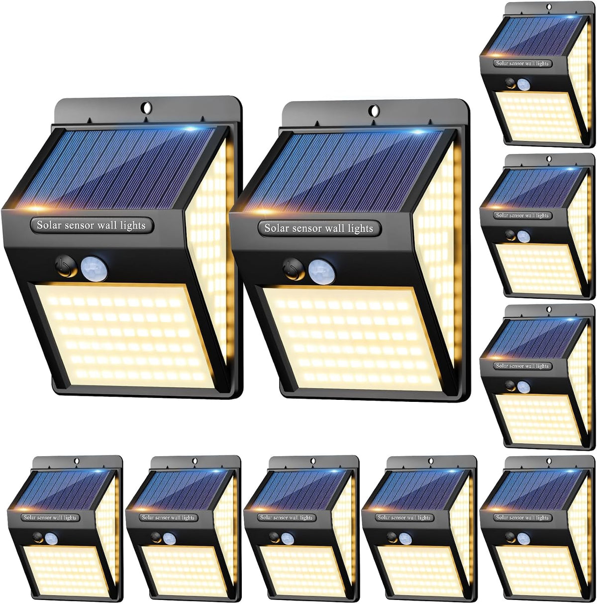 litogo [4 Pack White Frame 140LED Solar Security Lights Outdoor, Solar Motion Sensor Lights 270ºWide Angle Waterproof Solar Powered Durable Wall Lights Outside 3 Modes