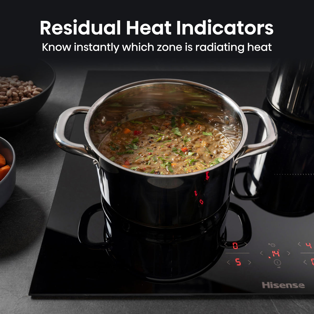 Hisense E6432C Built-in 60cm Electric Ceramic Hob with Child Lock, Touch control, Timer Function - Black 7200W, 20 x 24 x 2 inches (L x W x H)