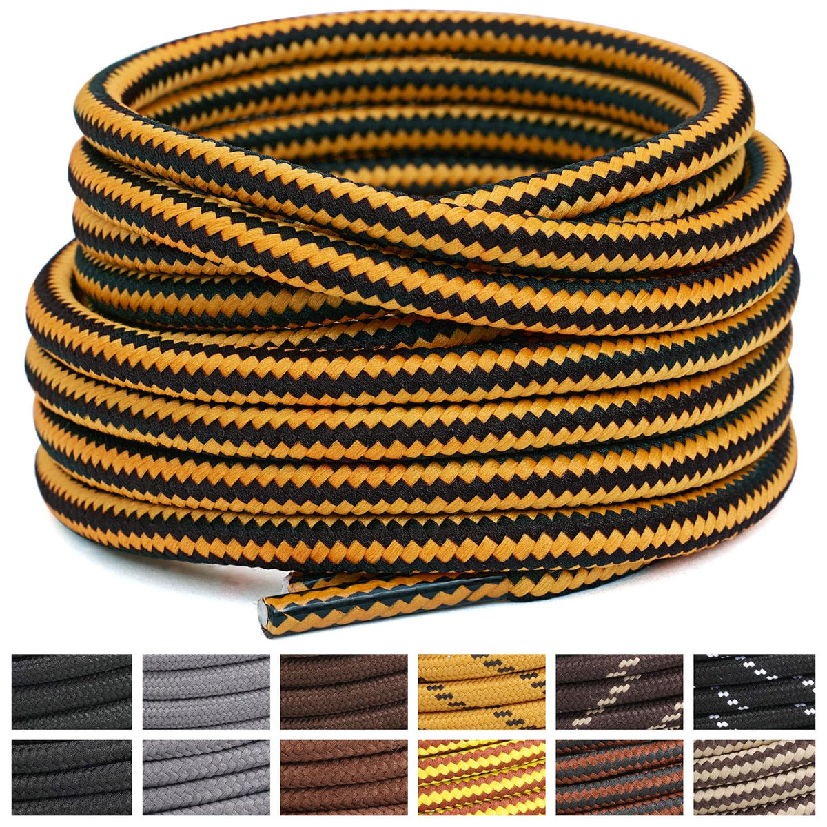 Stepace 2 Pairs Round Heavy Duty Boot Laces for Hiking and Work Boots