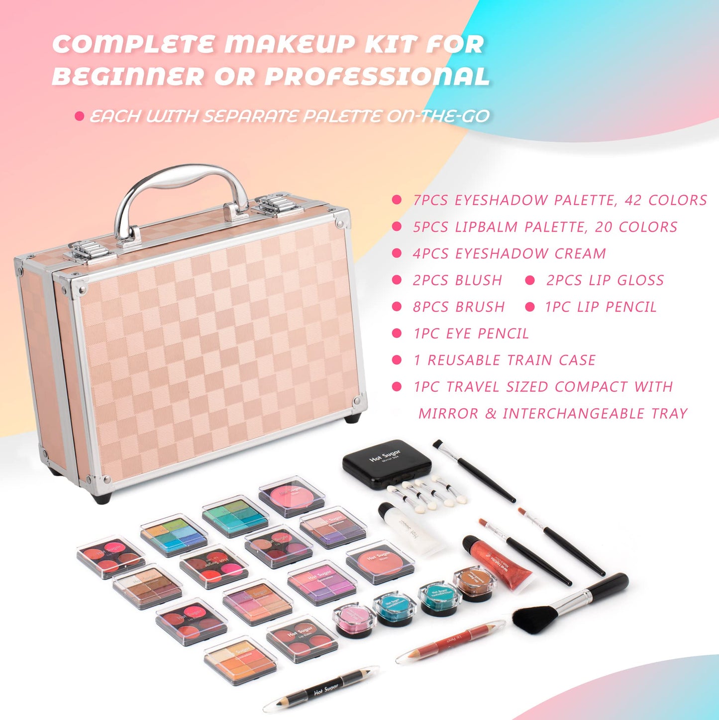 Hot Sugar Girls Makeup Set, Complete Starter Cosmetics Kit with Eye Shadow, Lip Balm, Blush, Lip Gloss, Brushes, Eye Pencils and Mirror (Mermaid)