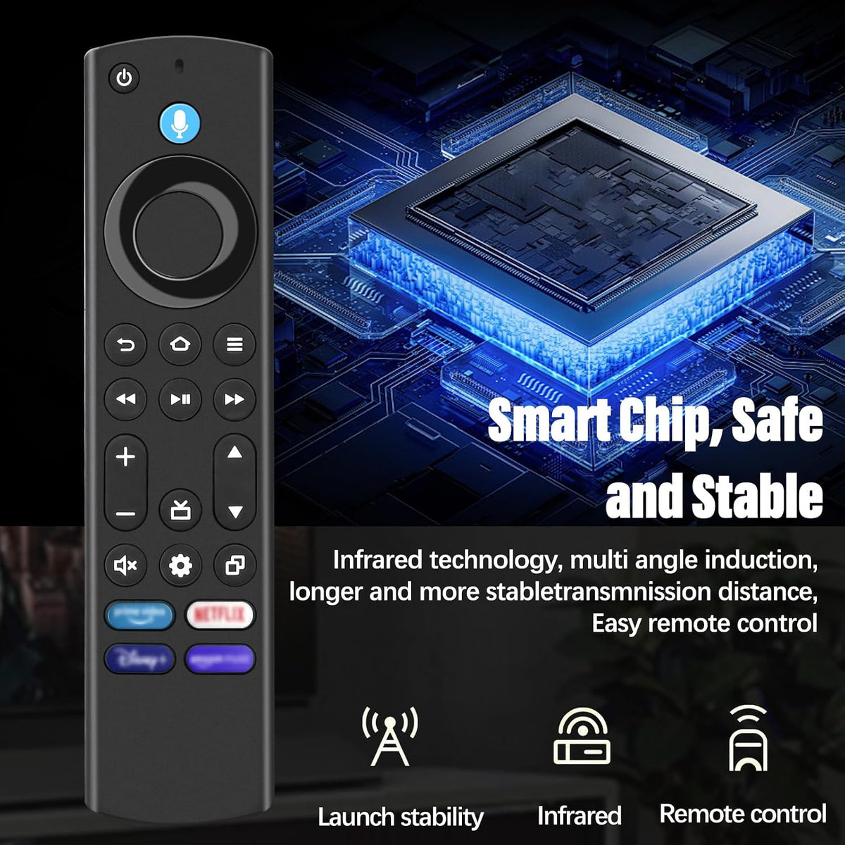 Replacement Voice Remote with Voice Function Fit for AMZ Smart TV Stick(4k, 2nd Gen, 3rd Gen, Life), for AMZ Smart TV Cube(1st Gen, 2nd Gen, 3rd Gen),AMZ Smart TVs/Insignia/Pioneer (4rd)