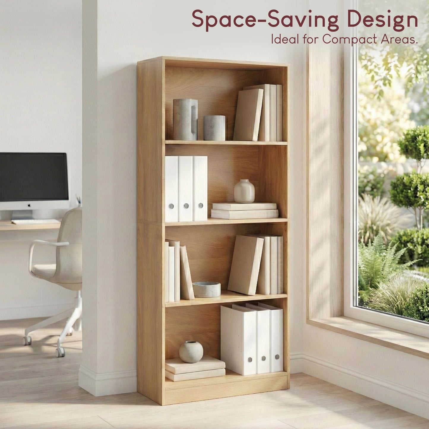Vida Designs Cambridge 3 Tier Low Bookcase, White Wooden Shelving Display Storage Unit Office Living Room Furniture