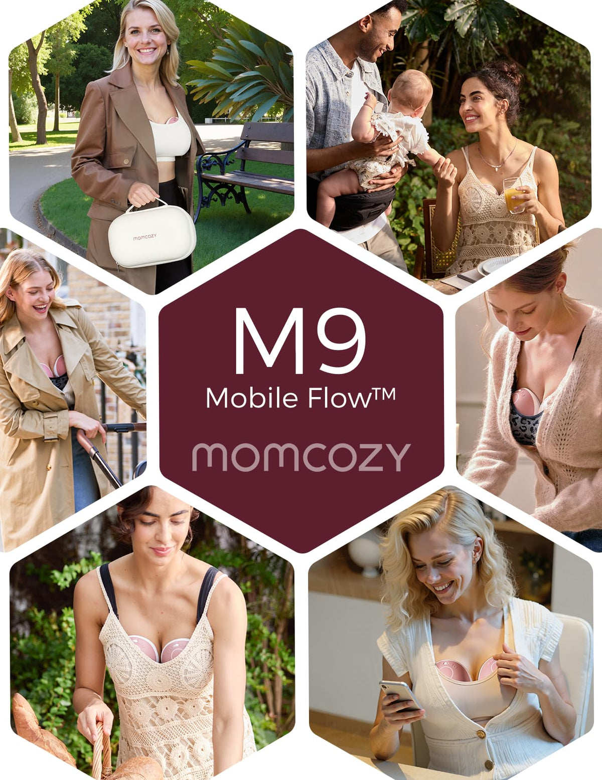 Momcozy Full Set Collector Cup Only Compatible with Momcozy M5 NOT for Others. Original M5 Breast Pump Replacement Accessories (160ml, with Double-Sealed Flange 24mm)