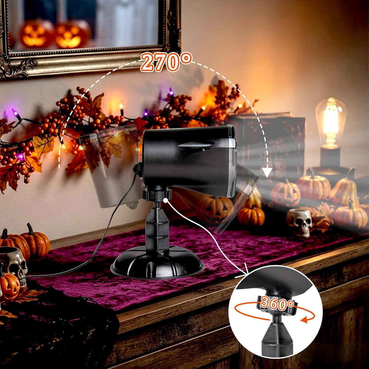 EAMBRITE Ghost Projector Halloween Projector Lights Outdoor Decorations Mains Powered Waterproof for Window Patio Garden and Haunted House Decor