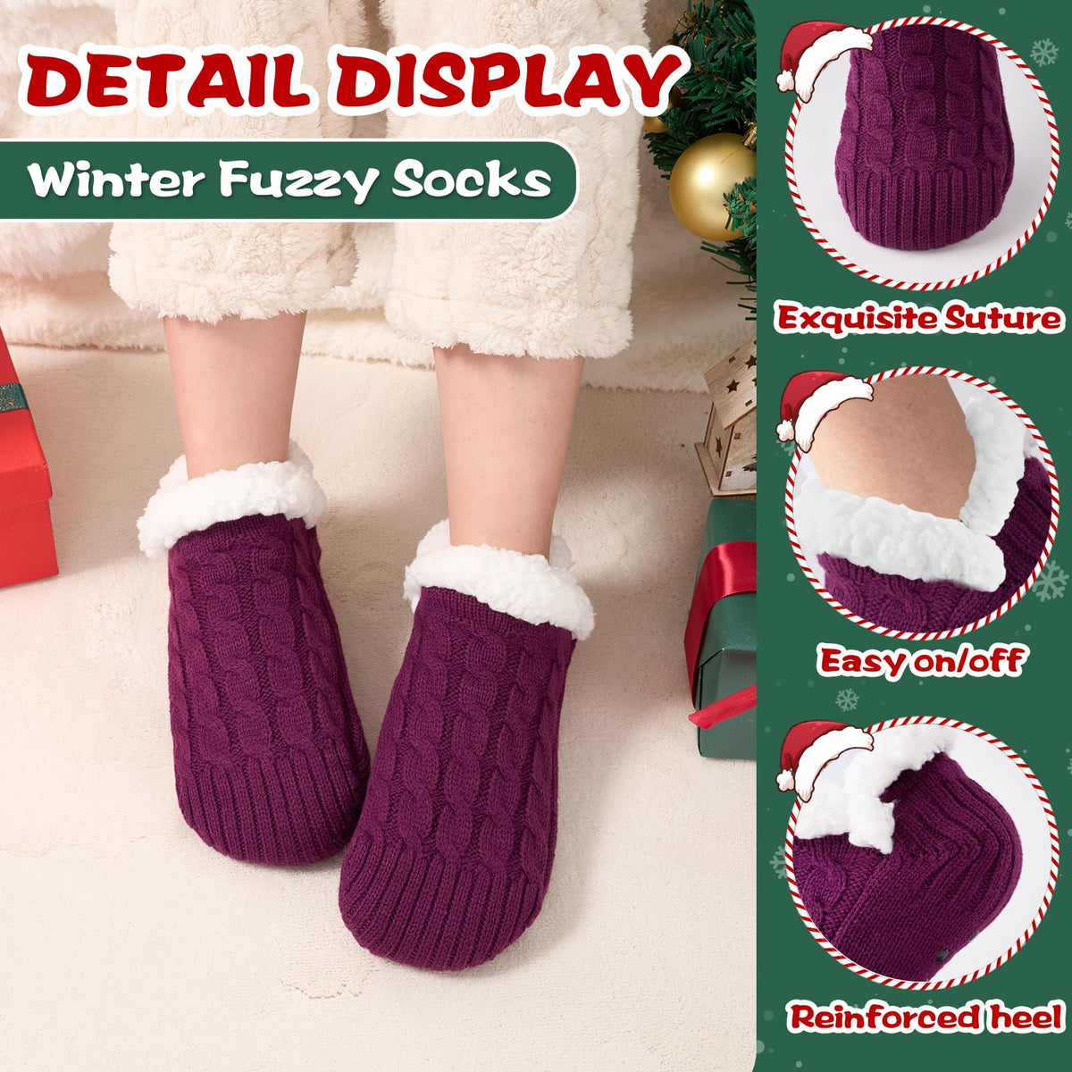 Niorasen Fluffy Slipper Socks Women Men, Winter Gift for Her, UK 4-9