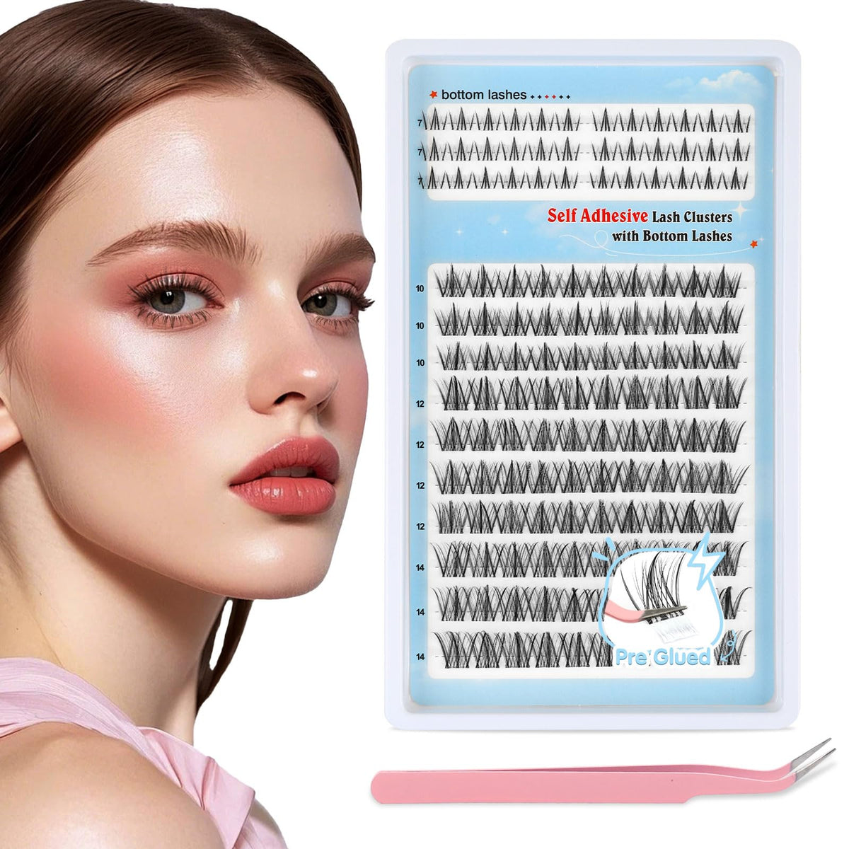 Sixstarhair Individual Eyelashes Kit Lash Clusters with Glue and Remover
