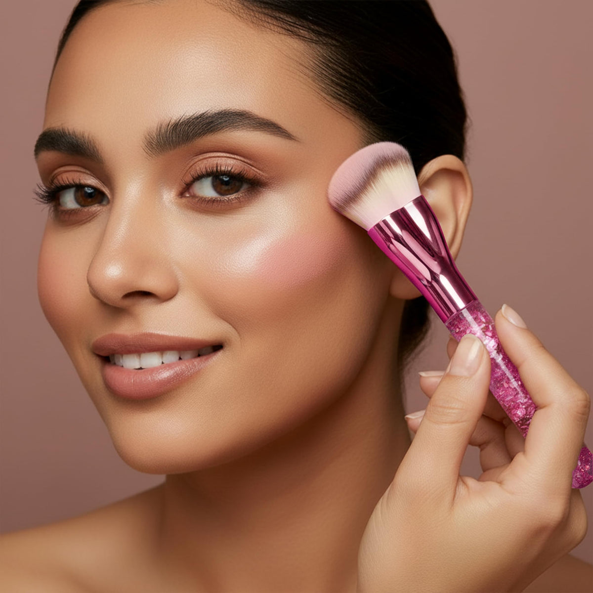 Make Up Brush Foundation Kabuki Flat Top, Perfect For Blending Liquid Cream