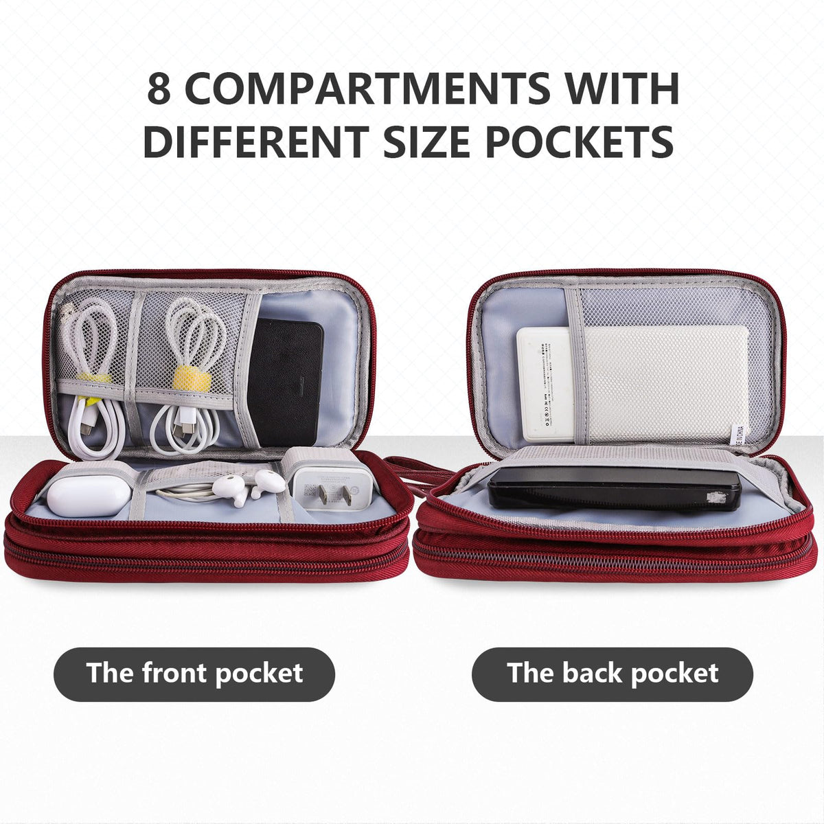 Teskyer Travel Cable Organiser Bag, Travel Essential, Dark Green
