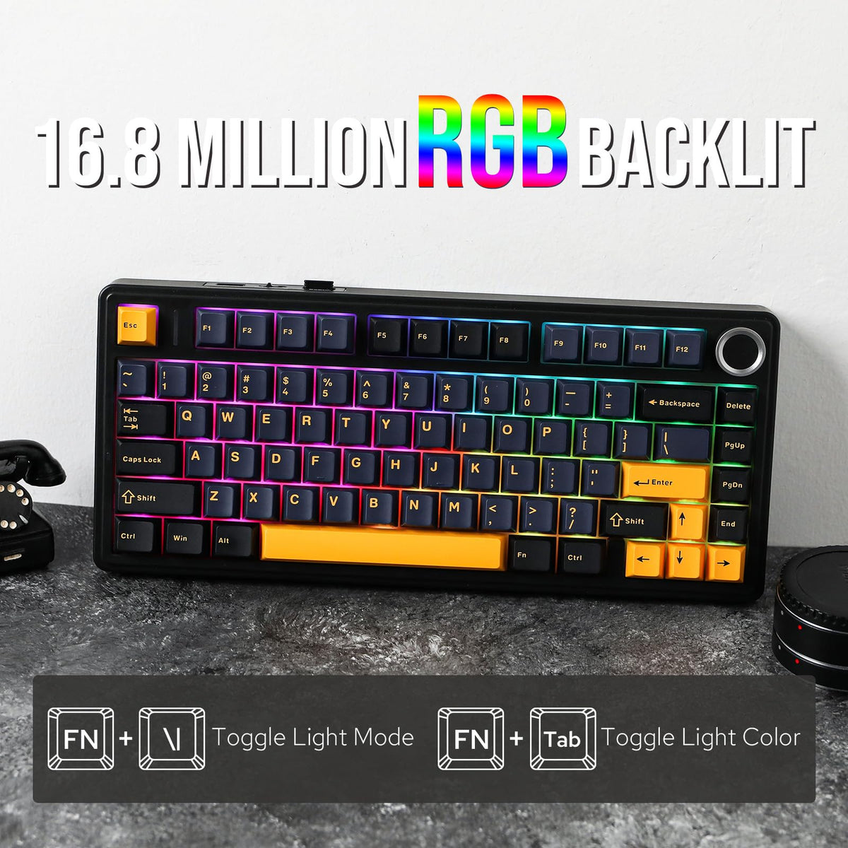 EPOMAKER AULA F75 Wireless Mechanical Gaming Keyboard, 75% Layout with Knob