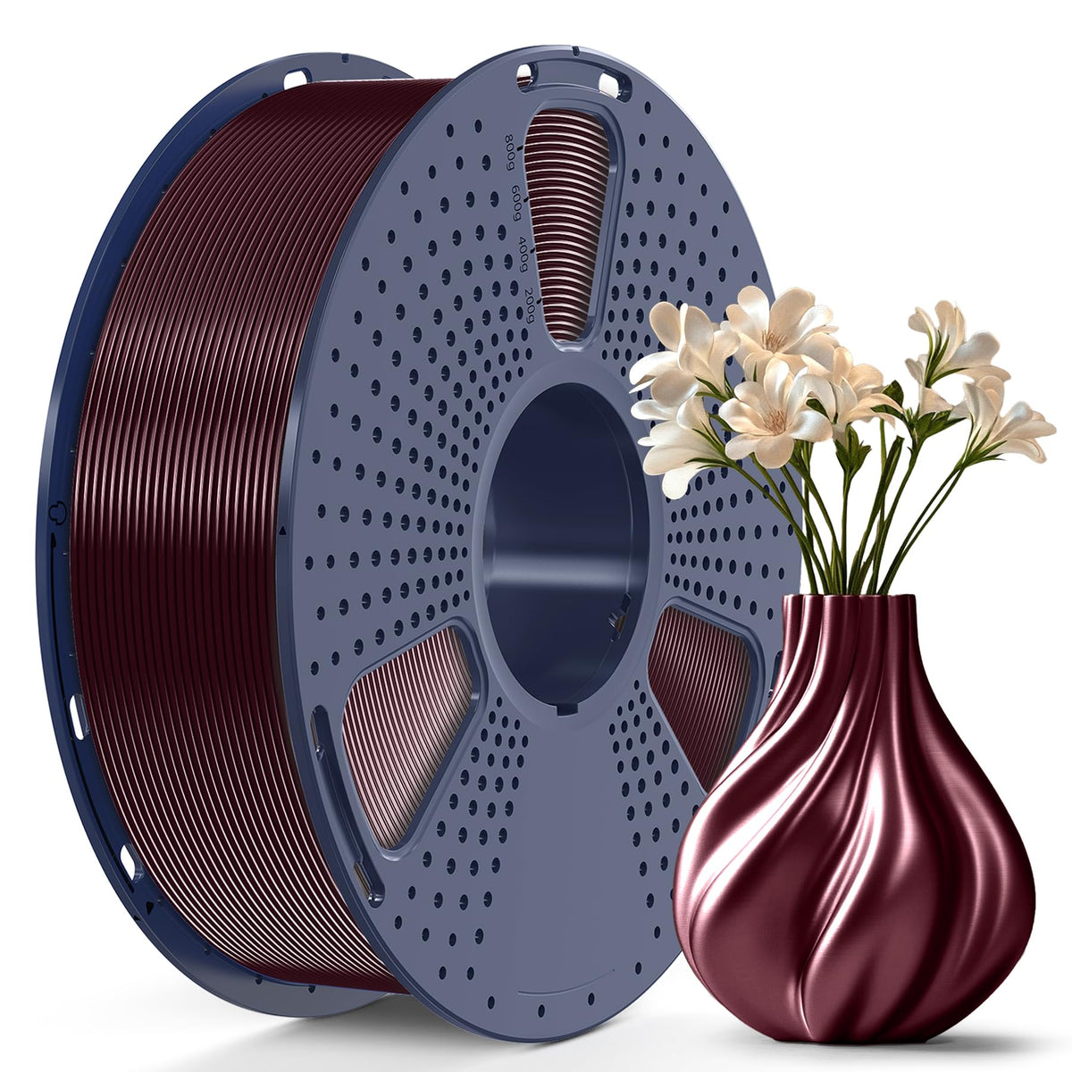 SUNLU Silk PLA+ Filament, Shiny Metallic Silk 3D Filament 1.75mm