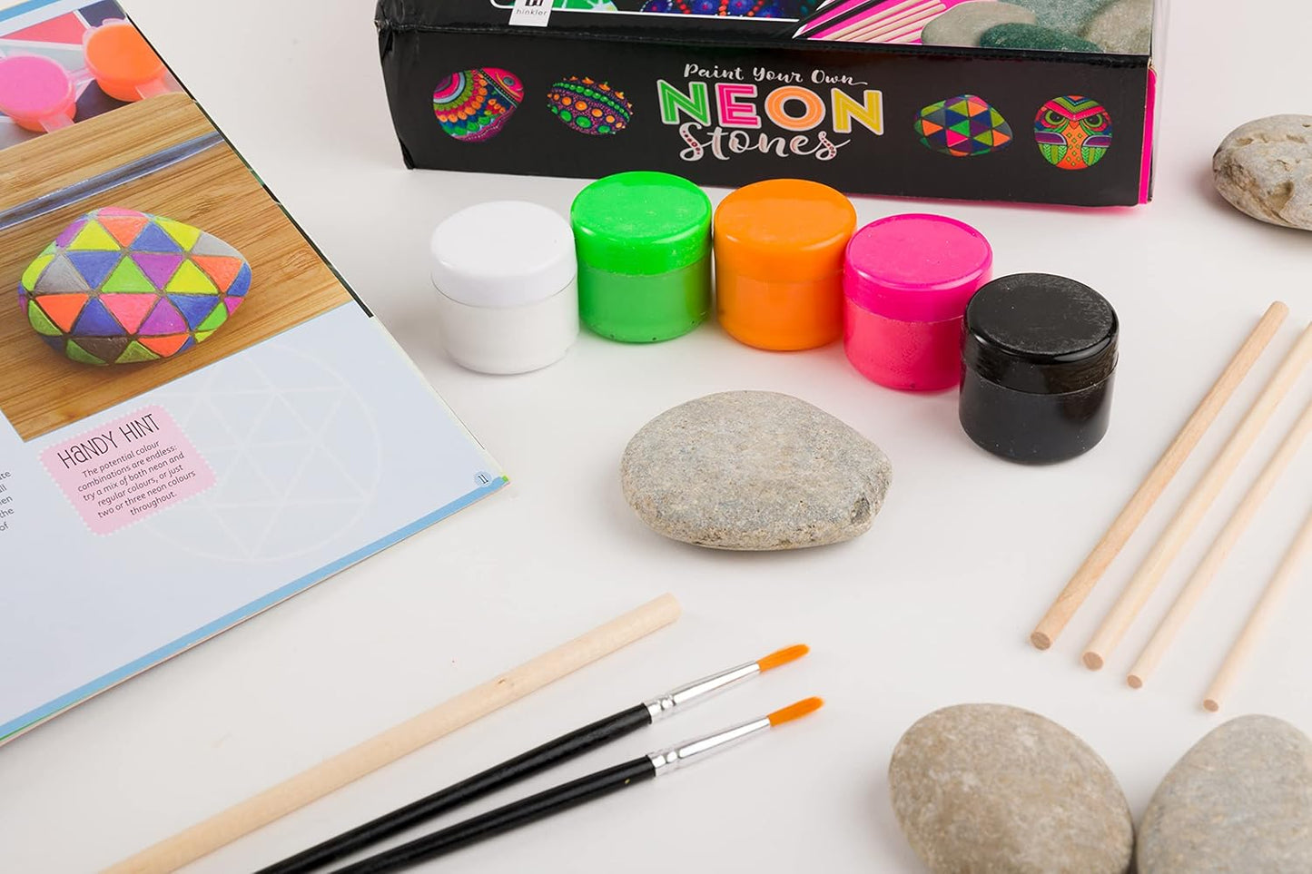 Hinkler Paint Your Own Neon Stones Rock Painting Kit |Creative Kids Arts and Crafts | Art Projects Kits for Adults | Painting Sets