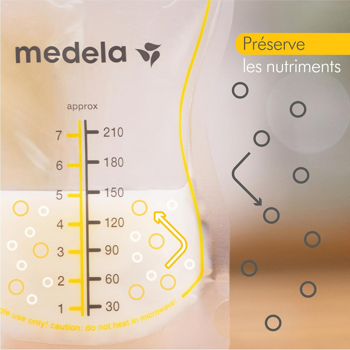 Medela Easy Pour Disposable Breastmilk Storage Bags, 210 ml Capacity, Leakproof Design with Milk Protection, Made Without BPA, Pack of 50