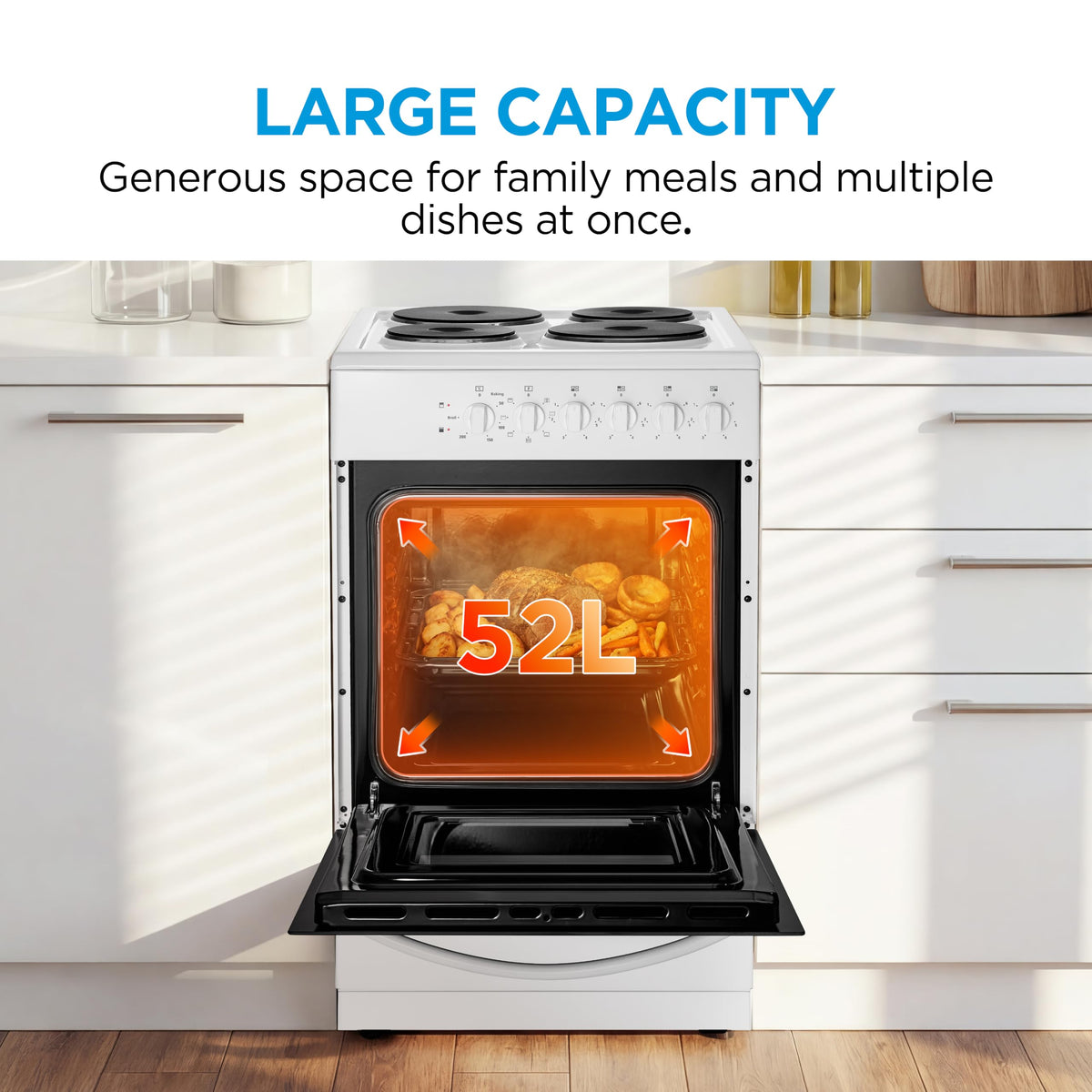 Midea 71L, 60cm Wide, Single Electric Built-in Fan Oven with Air Fry, 12 Oven Functions, Aqua Clean, LED Display, Convection, ECO, MultiLevel Cooking, Color Black - MBO65M90D2-BK