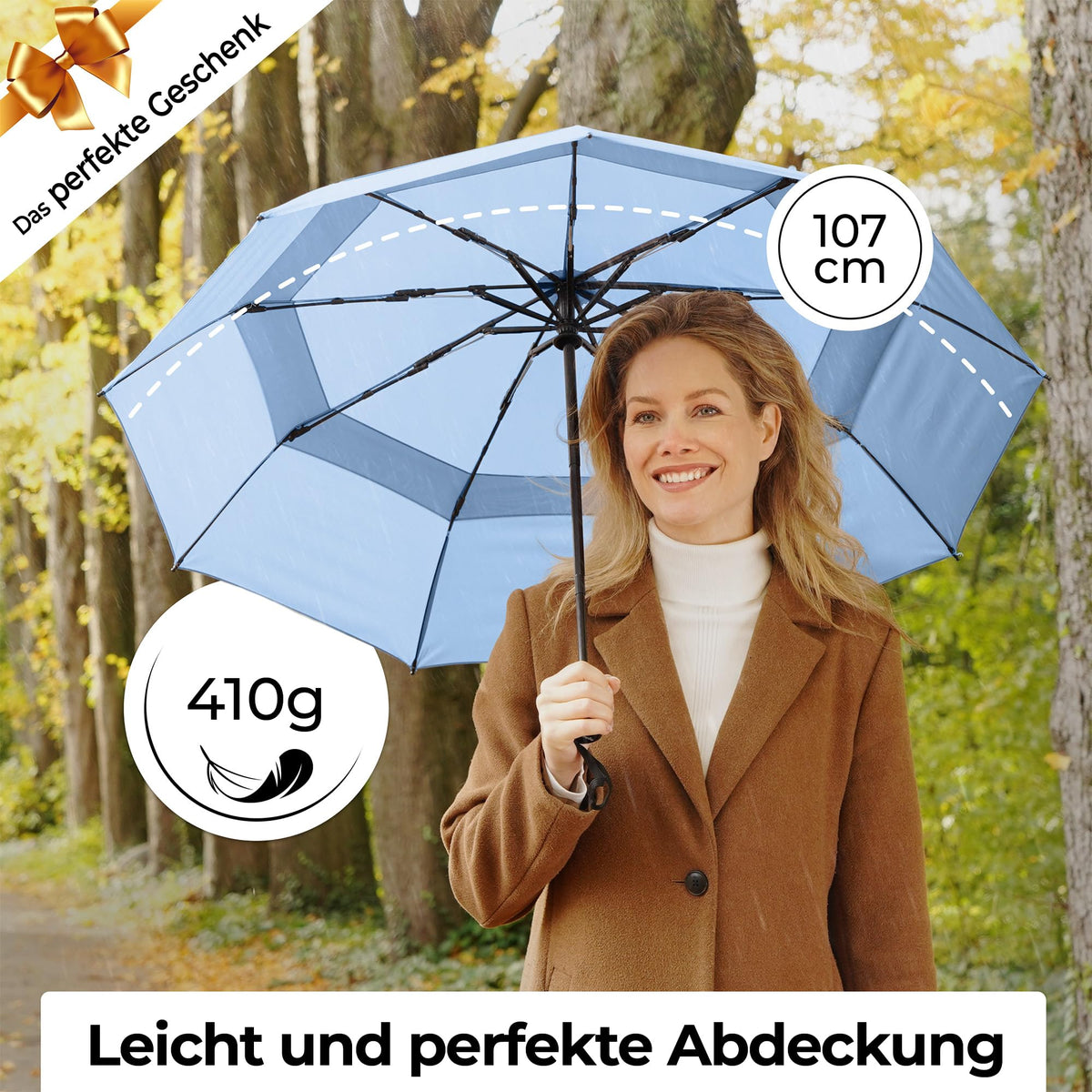 TUMELLA Strongest Windproof Travel Umbrella (Compact, 100MPH Wind-Tested)