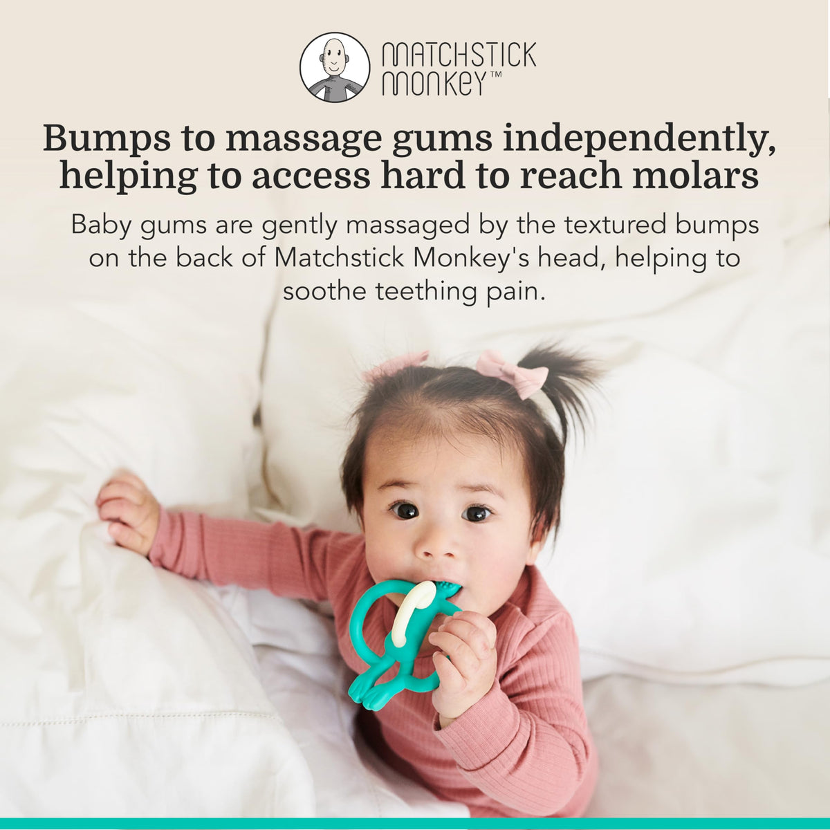 Matchstick Monkey Original Teether with Gel Applicator, Hearts