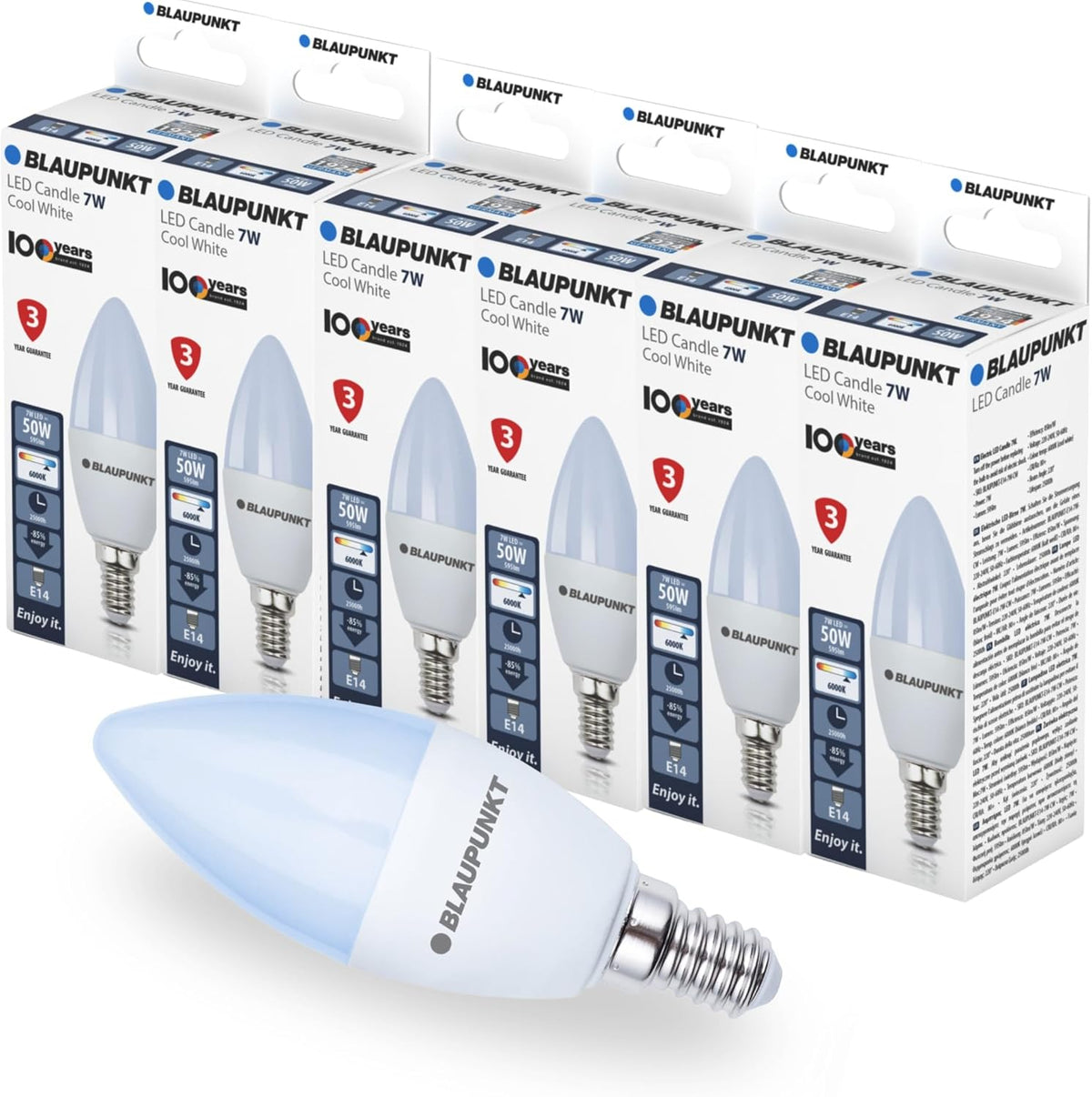 Blaupunkt E14 LED Light Bulb Candle Shape – 10W (Equivalent to 80W - 100W), 820 Lumens, 4000K Neutral White LED – Non‑Dimmable, E14 Screw Base, Energy‑Efficient Home Lighting – Pack of 1