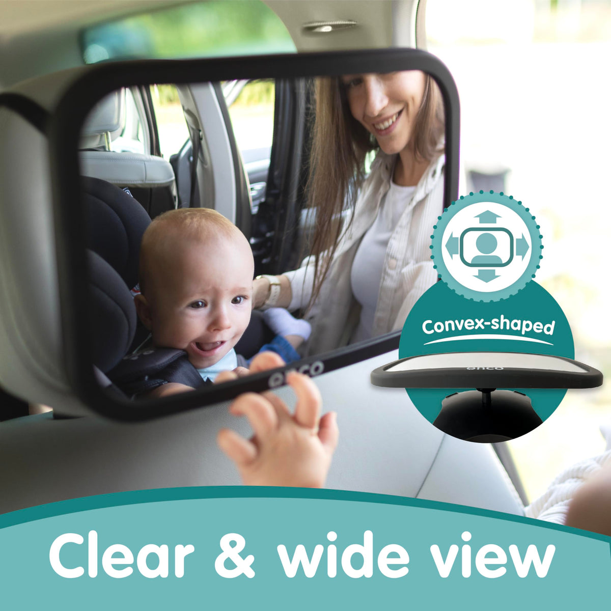 Onco Baby Car Mirror - Award-Winning, Shatterproof & Shakeproof [Black]