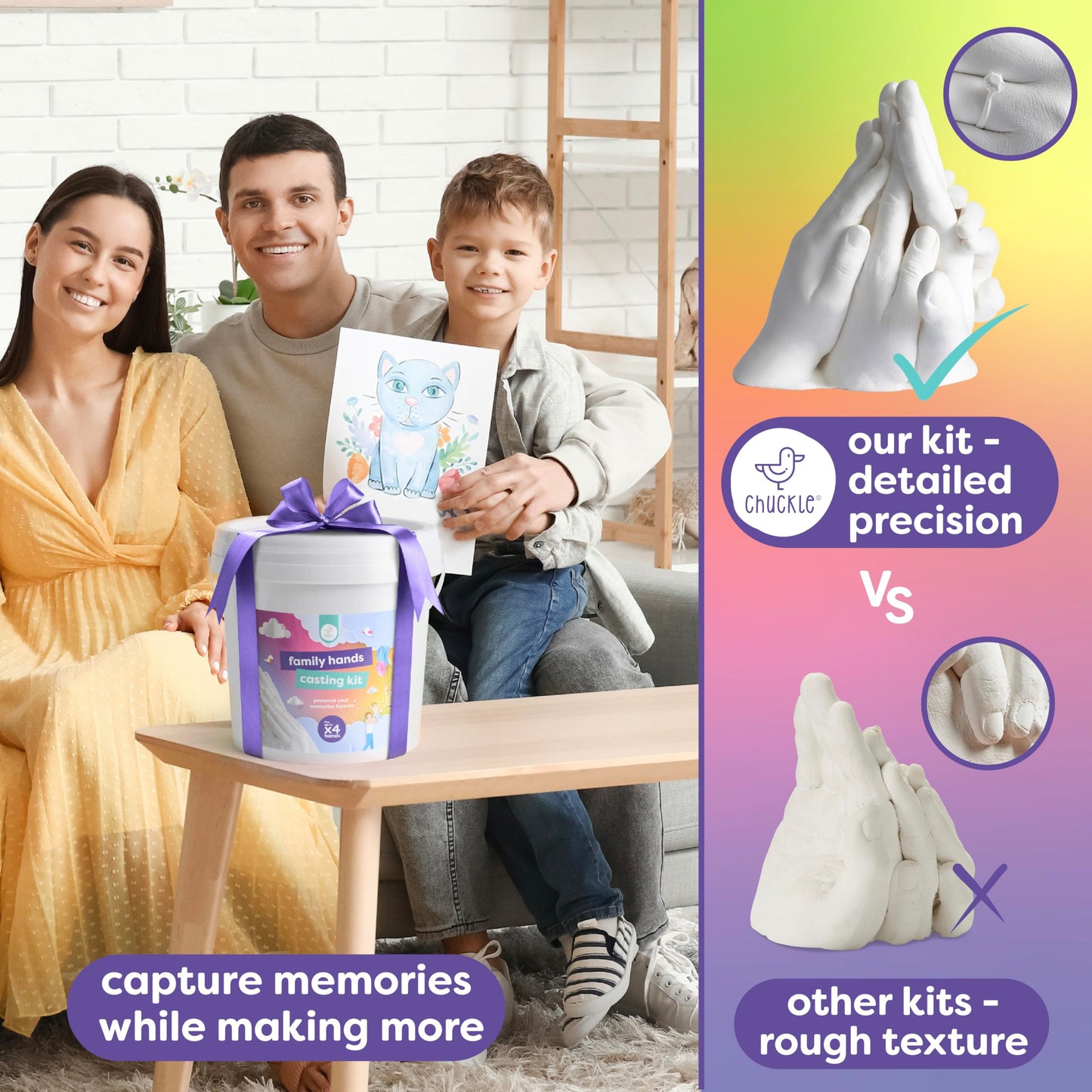 Chuckle Holding Hands Casting Kit with Display Base and Paints - DIY Sculpture 3D Plaster Hand Mould Statue Unique Keepsake Gift for Couples, Anniversaries, and Weddings