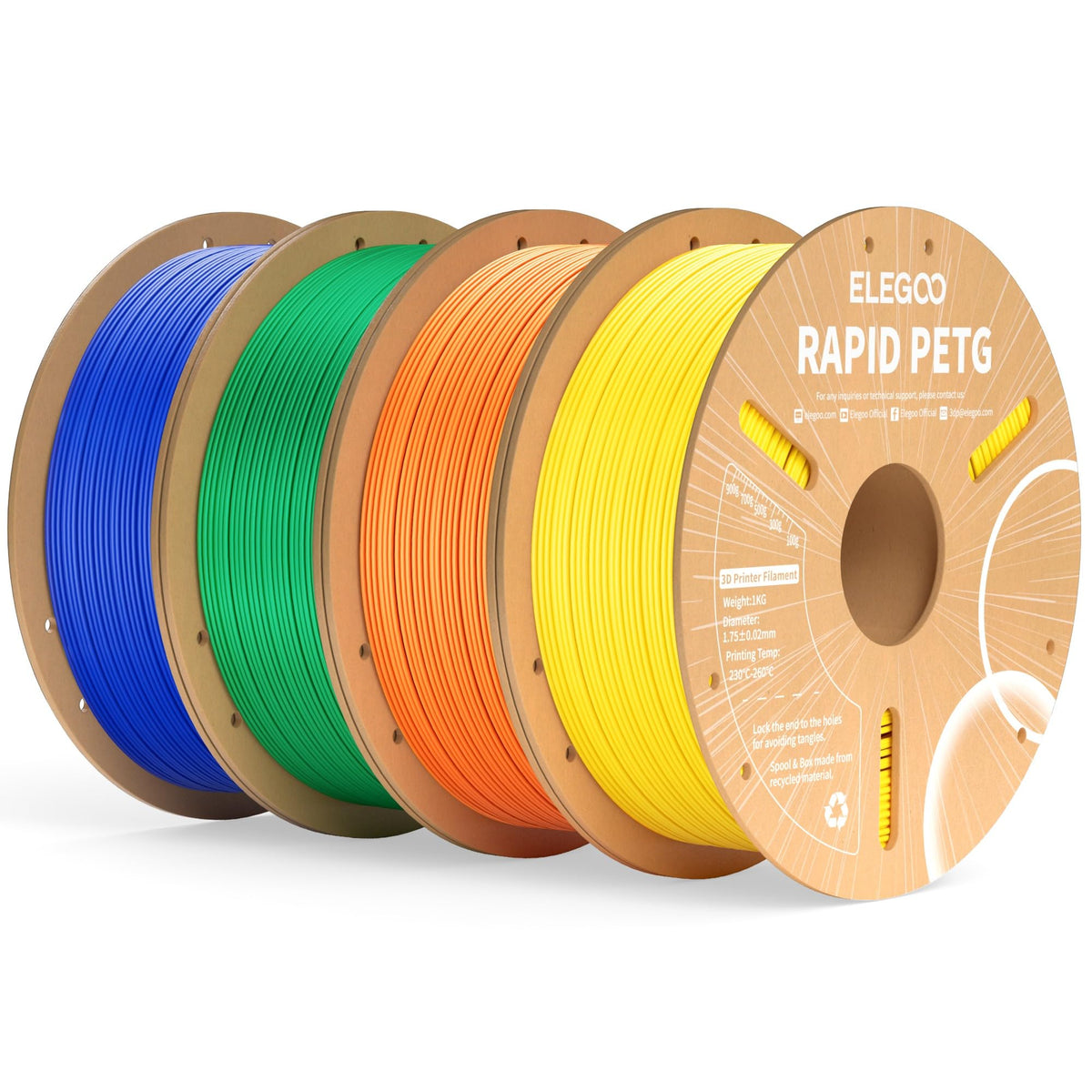 ELEGOO Rapid PETG 3D Printer Filament 1.75mm Black 1KG