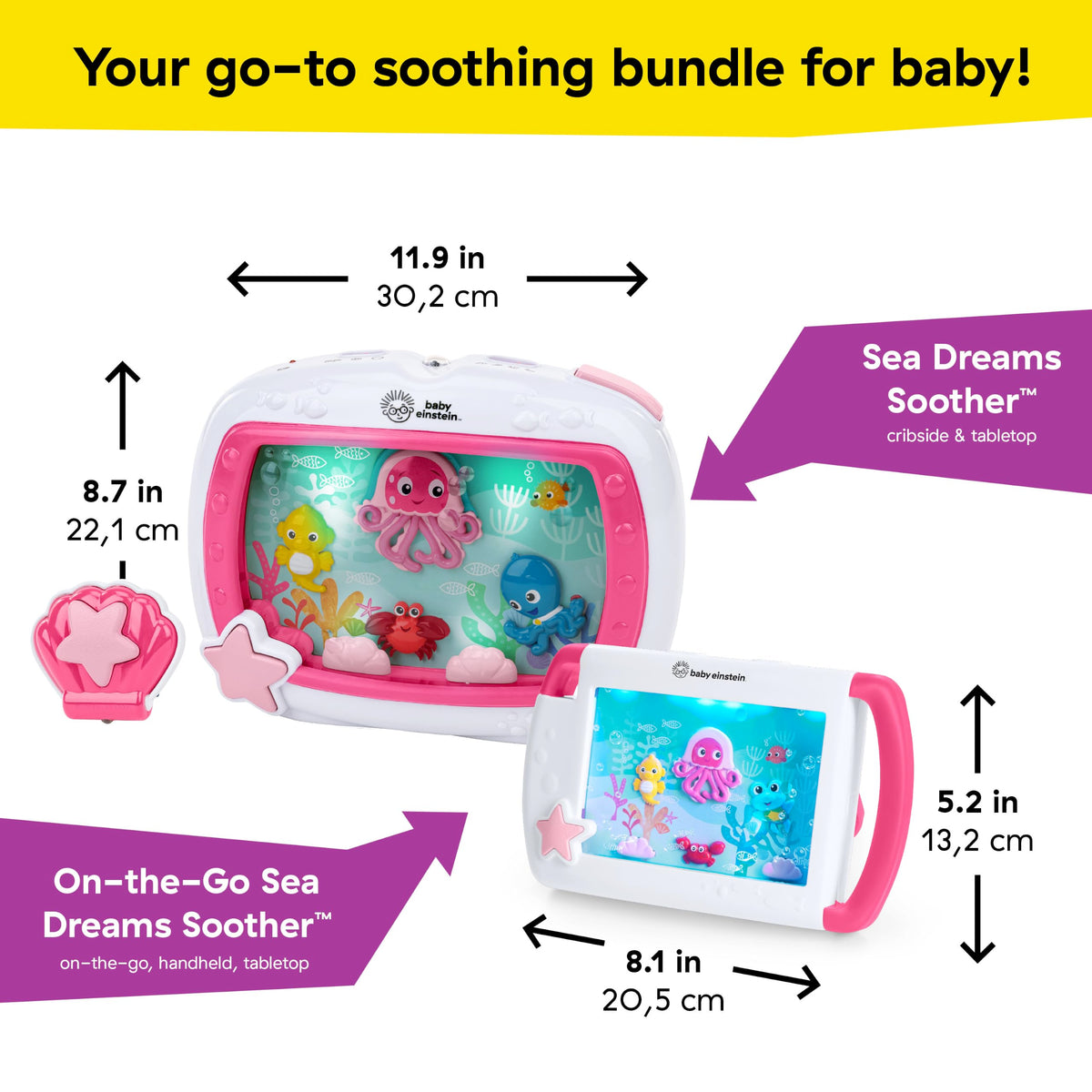 Baby Einstein Sea Dreams Soother, Crib Toy with Remote, Baby Sleep Aid, Calming Lights & Melodies, Newborn and Up