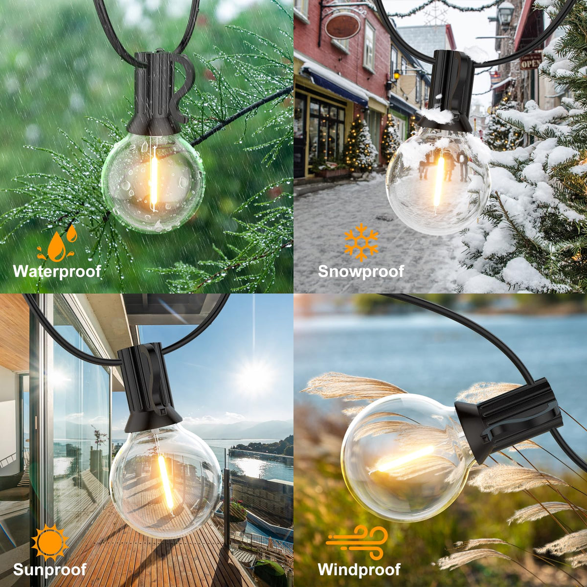 GPATIO Garden Lights, 30FT/9M LED Festoon Lights with 16 Shatterproof Bulbs