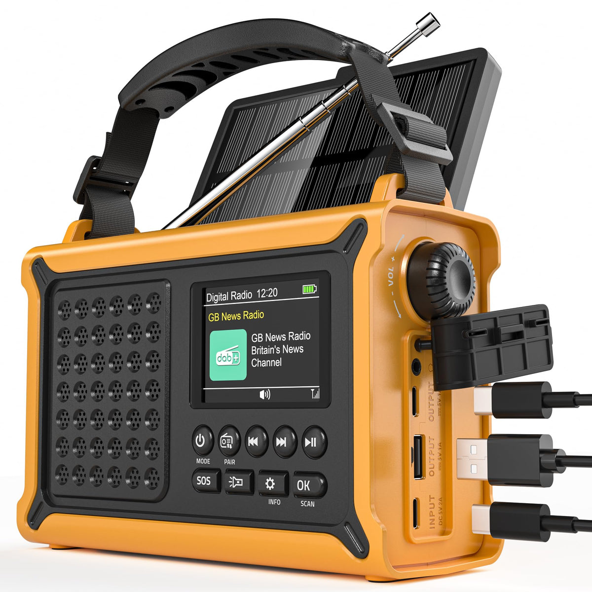 Roxicosly DAB+/DAB/FM Solar Wind Up Radio with 12000mAh Battery, Bluetooth